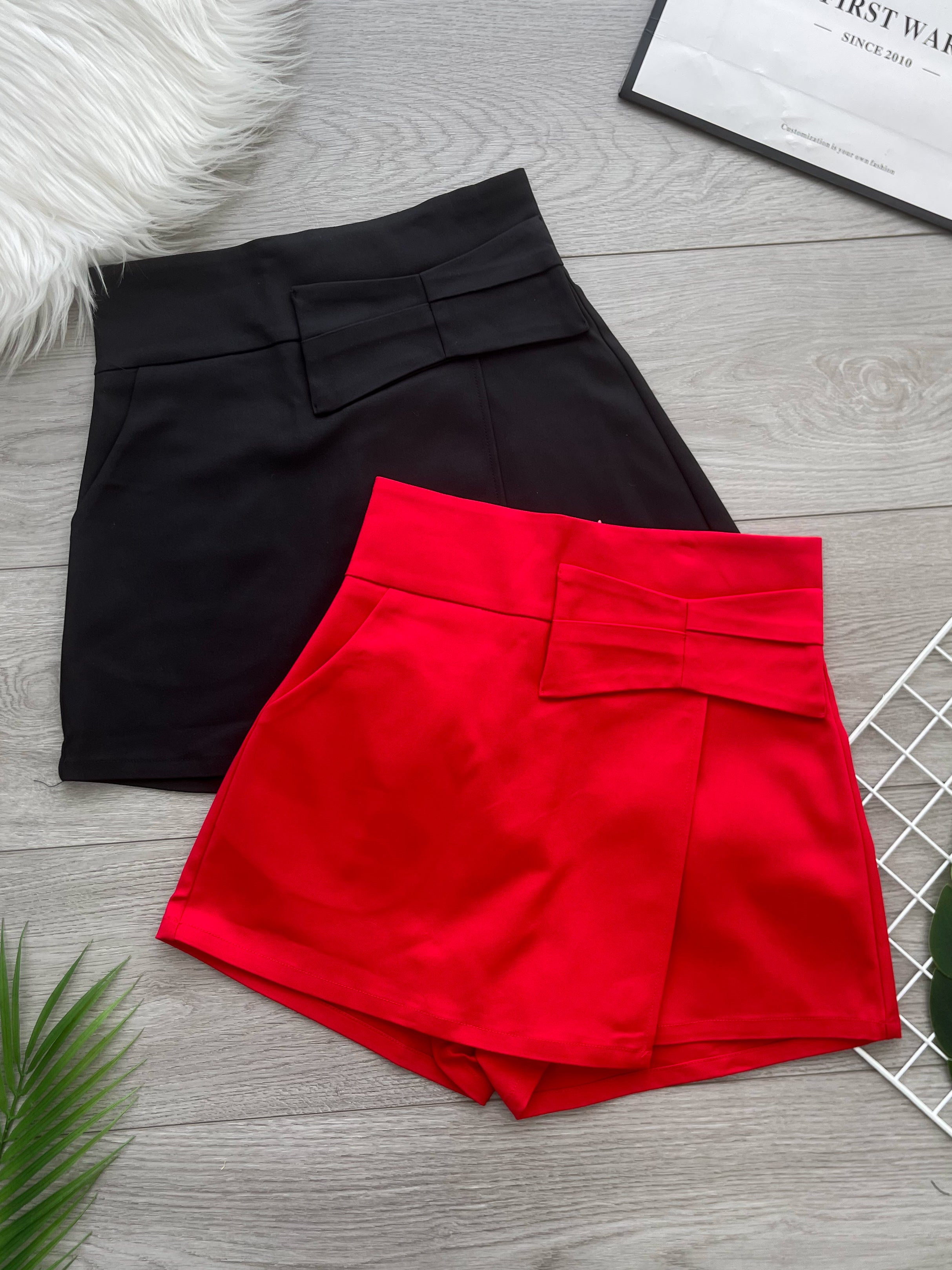 【S2664】高品质简约时尚蝴蝶结设计前裙后裤西装高腰百搭裤裙，有口袋 ❤️❤️