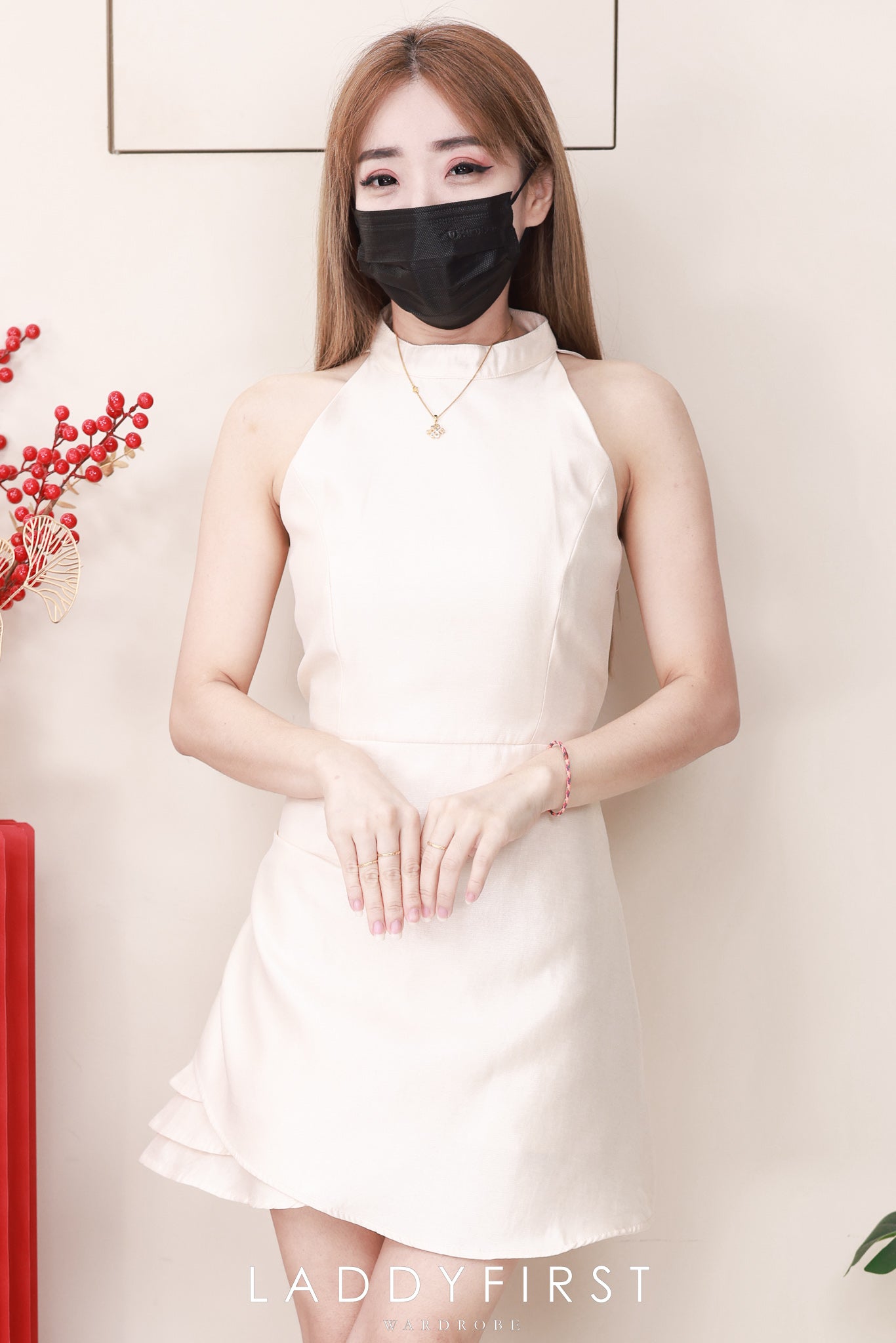 【D81699 / 65137】高品质高端气质缎面无袖连身裙子 ❤❤【A-R2-C2】