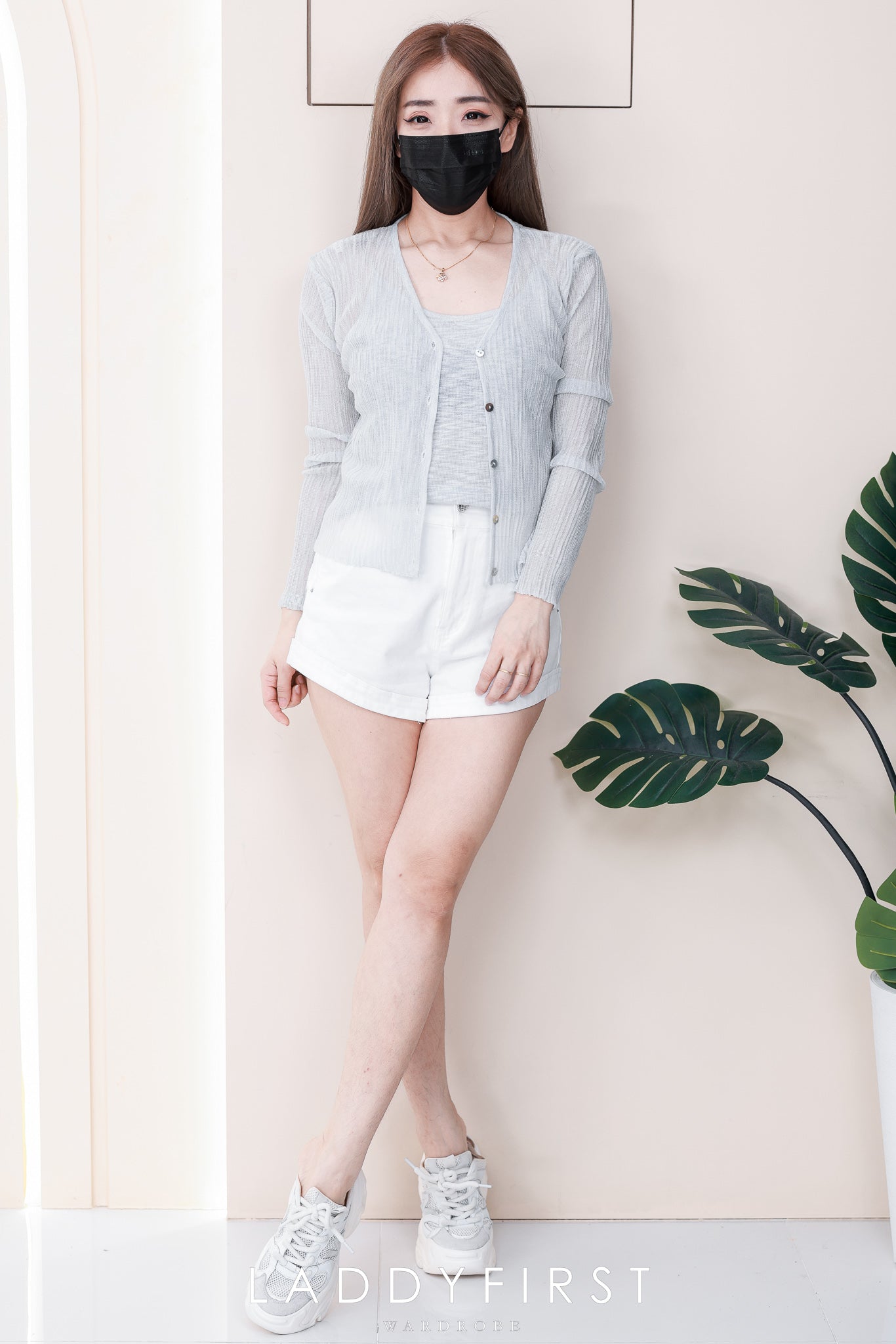 【T6973】高品质两件式针织内搭上衣➕长袖外套 ❤️❤️ 【B-R1-C2】