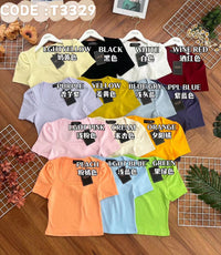 【T3329】独家爆款方领短袖纯棉弹力简约休闲百搭上衣 ❤️❤️ 【A-R3-C2】