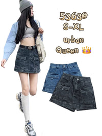 【S5363】高品质御姐风收腰显瘦厚实牛仔前裙后裤高腰百搭裤裙，有口袋 ❤️❤️ 【A-R1-C1】