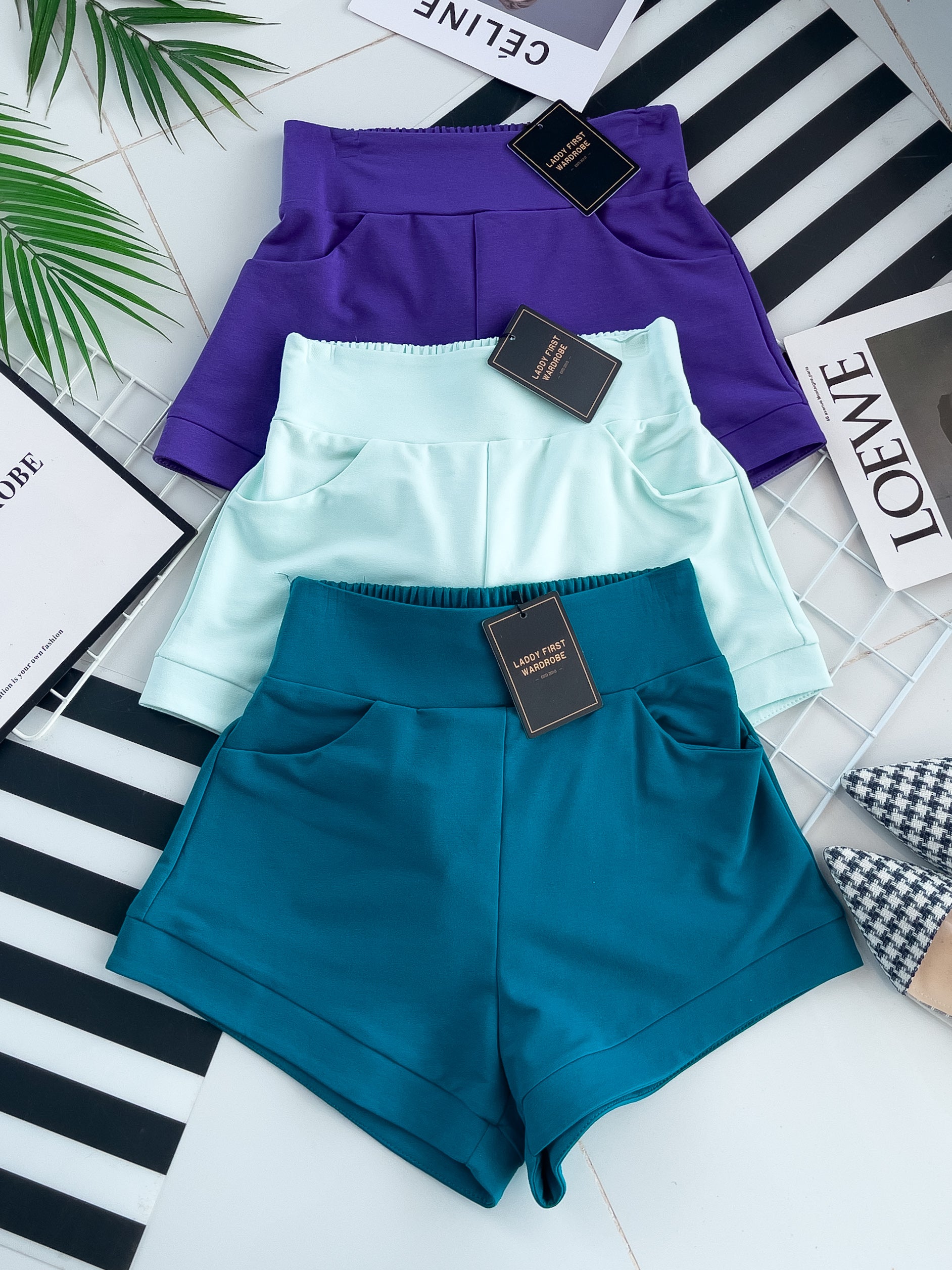 【S80484】独家爆款多巴胺色系卫衣棉质后副松紧弹力高腰休闲百搭短，有口袋 ❤️❤️ 【B-R1-C1】