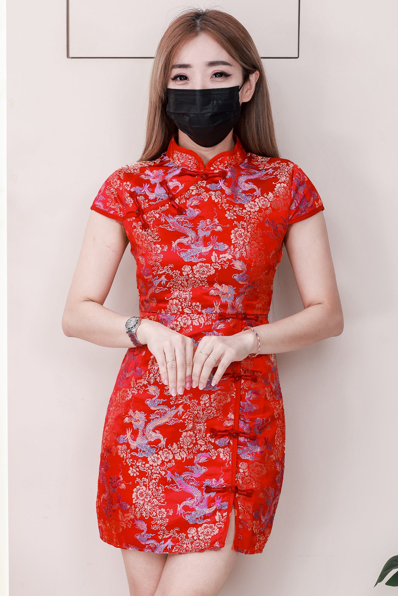 【D6859】高品质高级感复古国风龙纹提花旗袍连身裙子 ❤️❤️