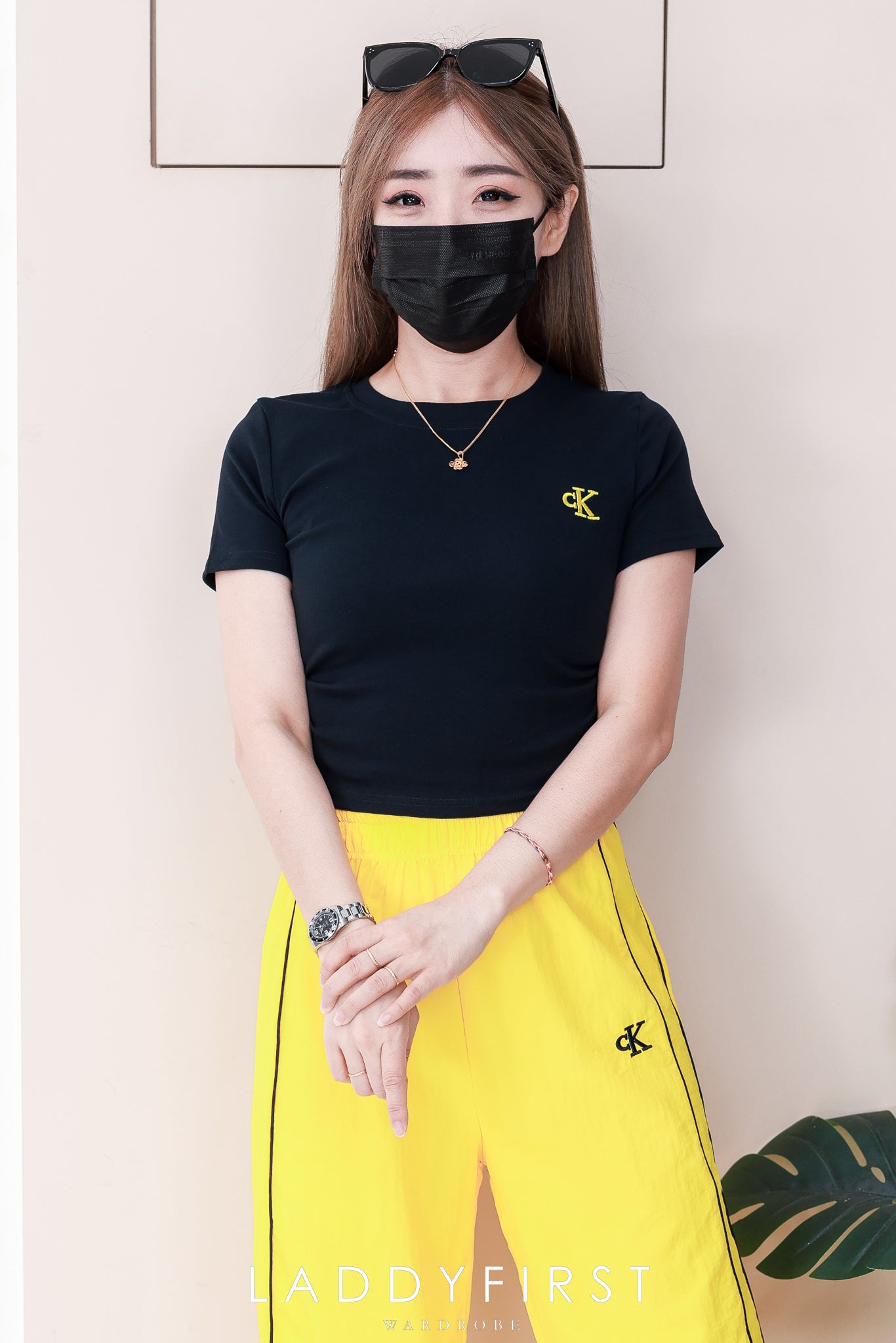 【SS1827】高品质气质感CK刺绣运动风简约时尚套装 纯棉弹力百搭上衣➕松紧腰弹力阔脚长裤 ❤❤