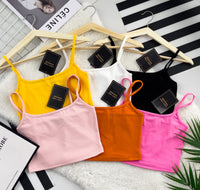 【T3395】独家爆款方领无袖肩带纯棉弹力内搭上衣 ❤❤ 【B-R2-C1】