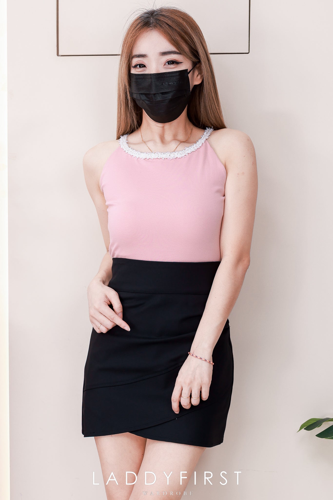 【S7112】LFW独家爆款高品质皱褶修腰显瘦A字西装高腰百搭裙子，前后裙子内有里布裤子  ❤️❤️ 【C-R1-C3】