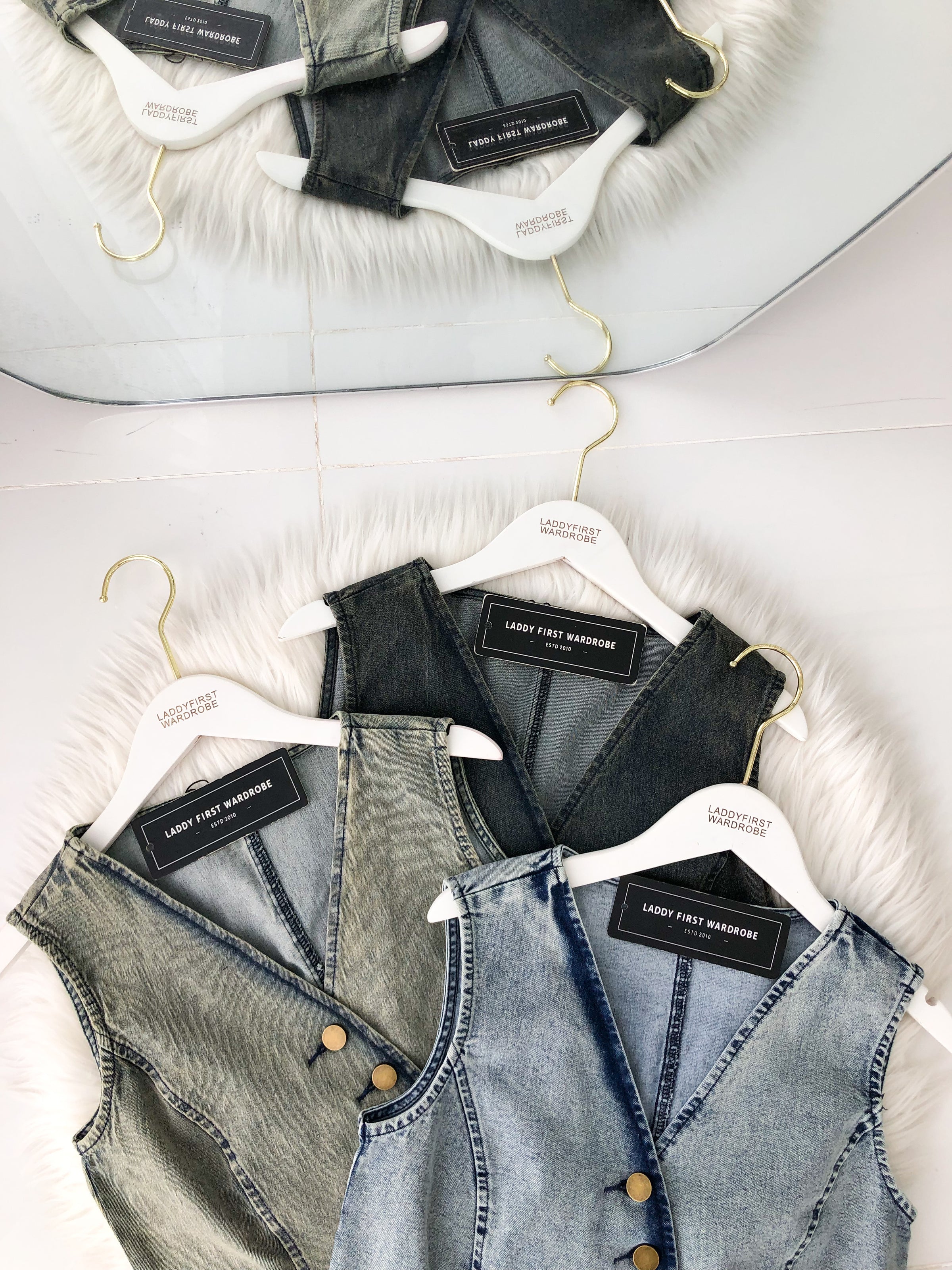 【SS121513】高品质两件式COTTON JEAN牛仔减龄马甲式套装 马甲式牛仔上衣➕百褶牛仔高腰裤裙 ❤️❤️【A-R2-C6】