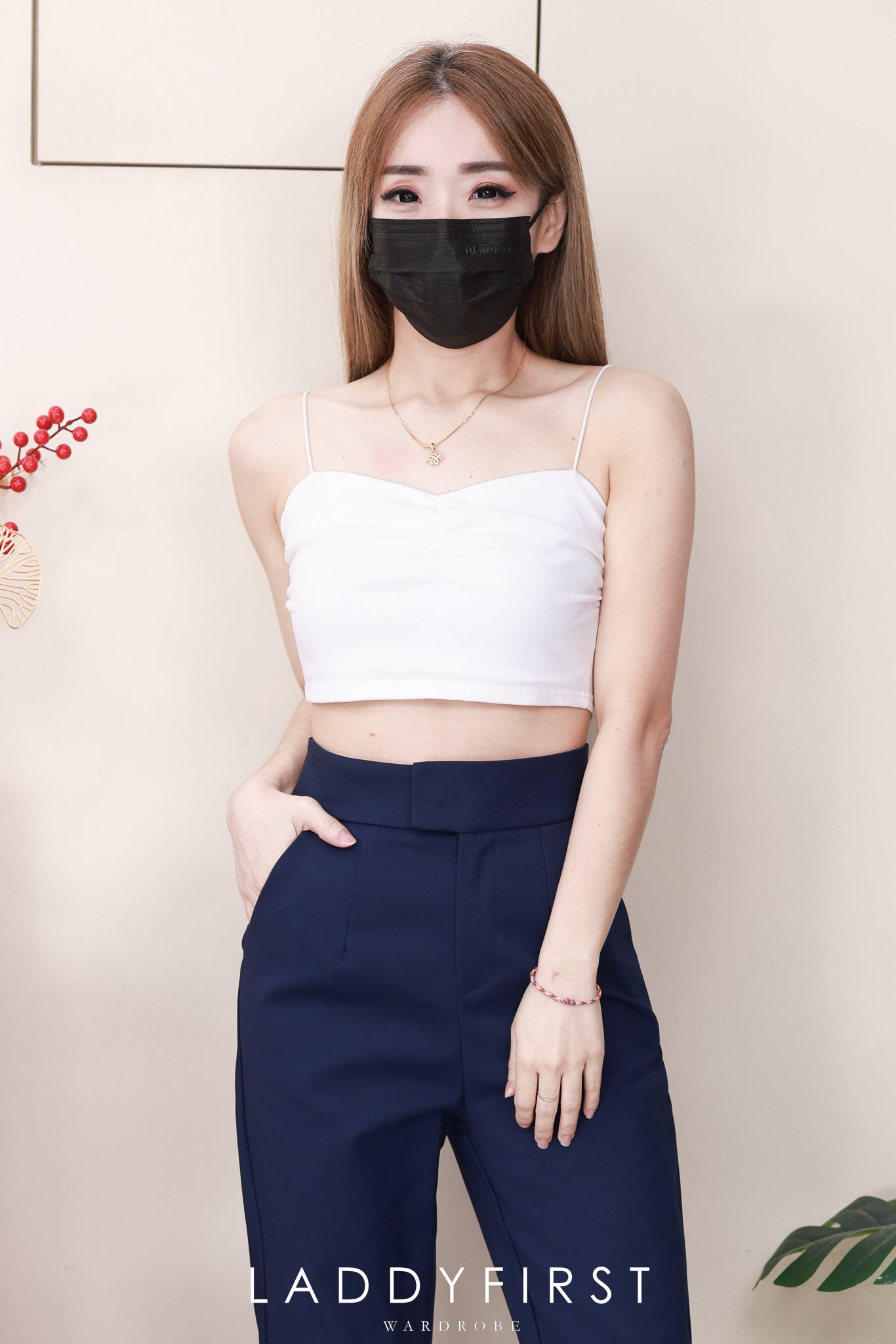 【L80390】高品质OL西装高腰九分长裤，有口袋 ❤️❤️ 【A-R1-C3】