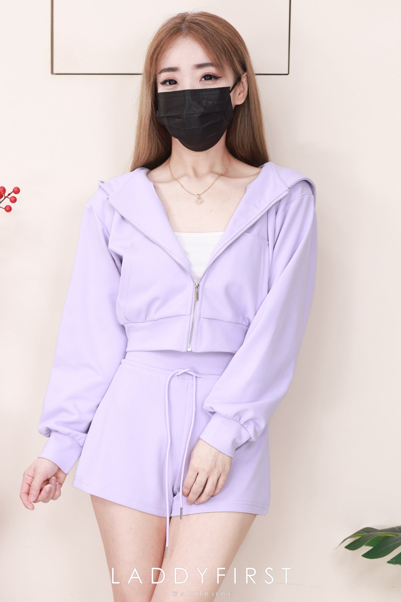 【SS3530】独家爆款高品质纯棉连帽简约休闲运动装百搭套装 连帽长袖上衣➕松紧腰弹力百搭短裤 ❤️❤️