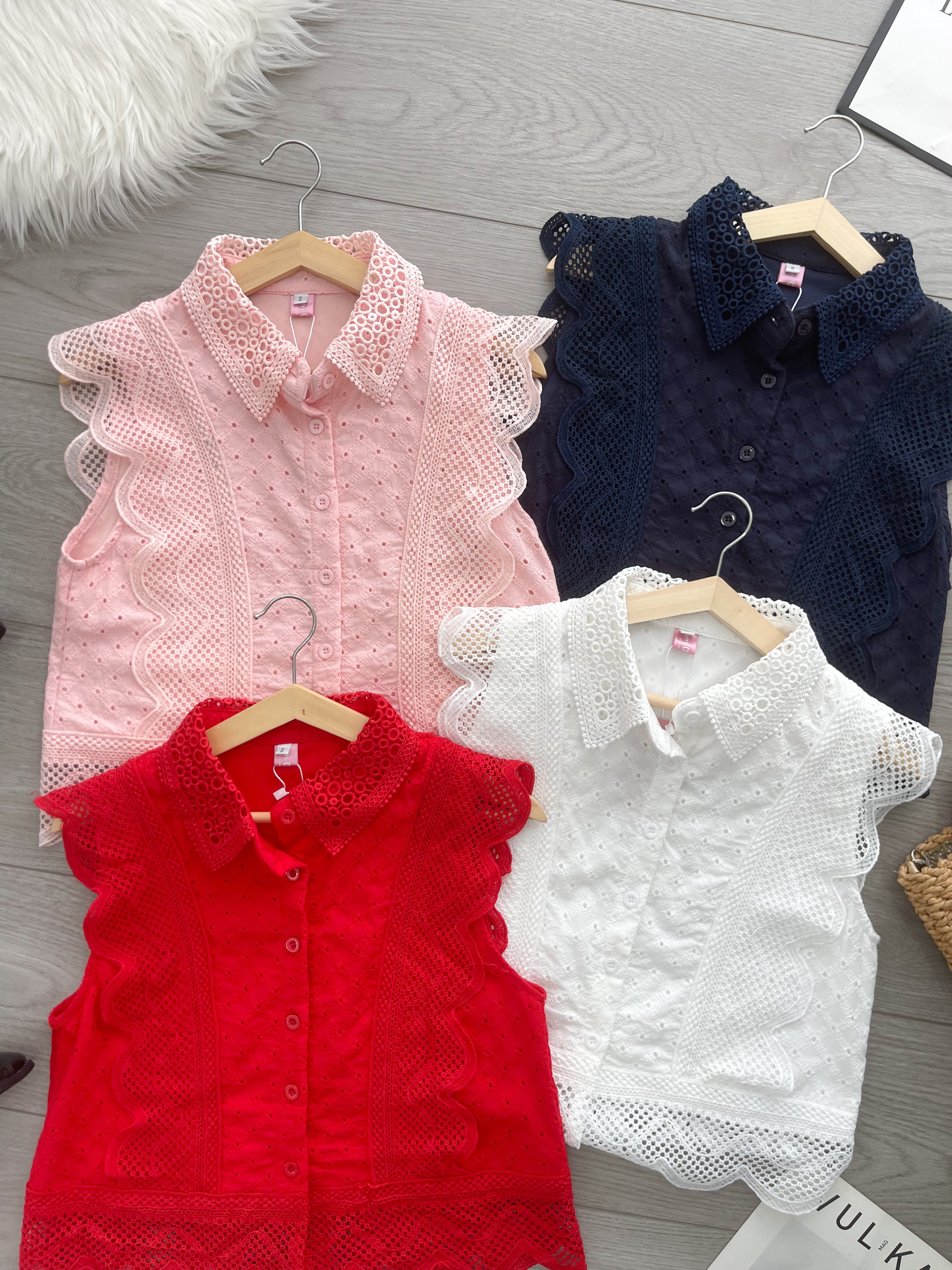 【T6794】高品质方领波浪边桐花上衣 ❤❤