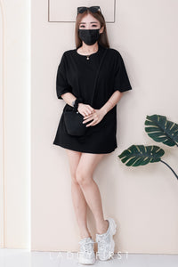 【O1160】高品质三件套男女同款纯棉Oversized 潮流时尚上衣 ❤️❤️ 上衣➕包包➕发圈【A-RU9】