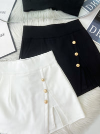 【S76881】独家爆款假两件西装高腰百搭休闲A字小开叉设计裤裙，前裙后裤，有口袋【C-R2-C1】