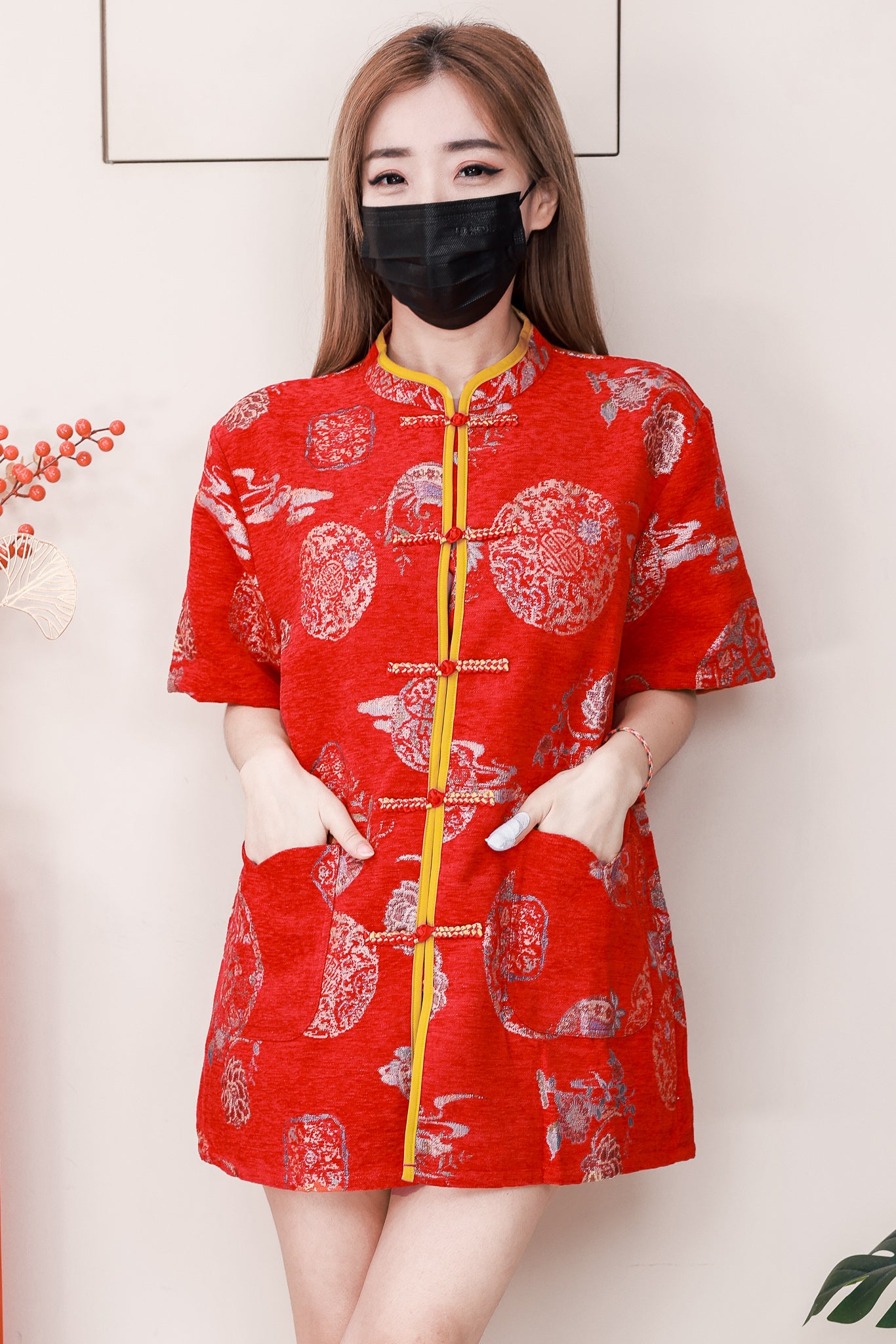 【T2608】高品质高贵贵气男女同款提花唐装旗袍上衣，有口袋 ❤❤