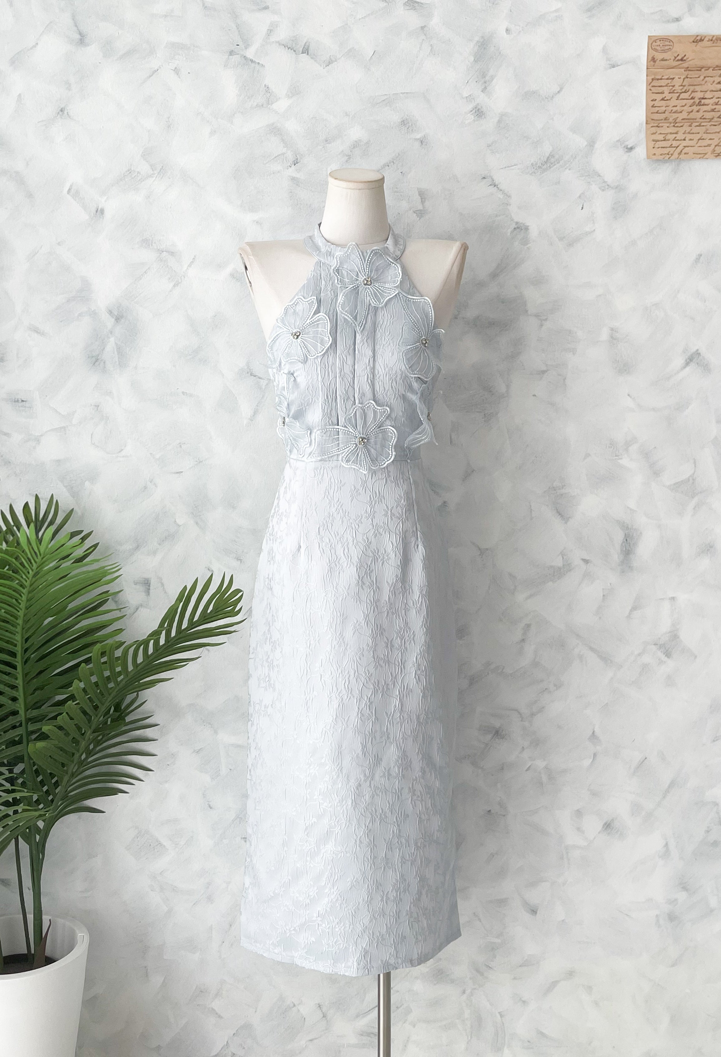 【D81706 / 37676】高品质高端气质立体花瓣提花连身裙子 ❤❤【A-RU】