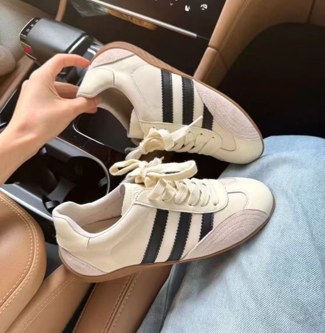 【R9135-3】🔅精选预售款🔅 高质量韩系街头风复古真皮经典三条杠阿甘鞋子 ❤️