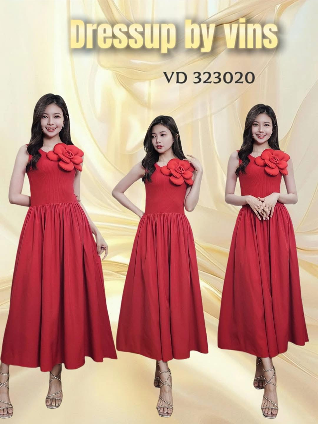 【D323020】高品质仙气韩系大气立体大花螺纹弹力拼接雪纺连身长裙 ❤❤【A-R2-C4】