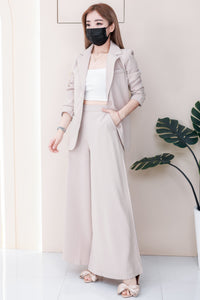 【SS2516】高品质两件式Oversized OL LOOK 气质西装套装 V翻领长袖西装外套➕宽腿阔脚西装高腰百搭长裤，有口袋 ❤️❤️ 【A- R1-C6】