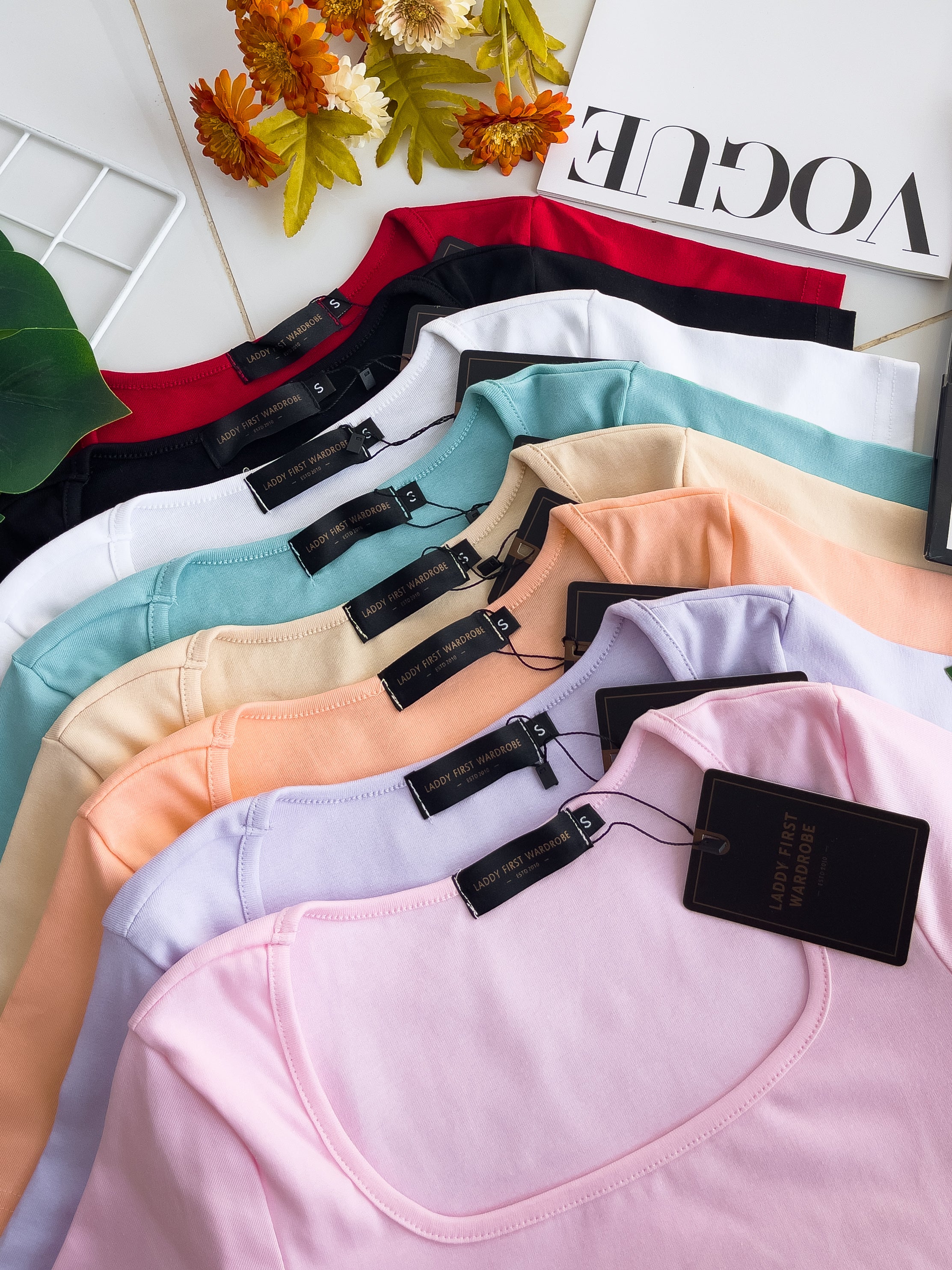 【T50155】独家爆款高品质方领短袖纯棉弹力简约日常百搭款上衣 ❤❤ 【B-R1-C5】