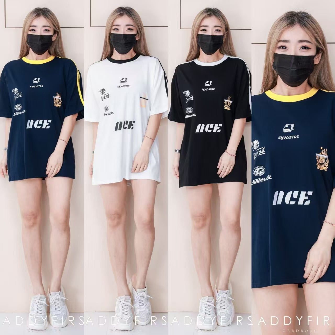 【O9546】高品质宽松休闲拼色OVERSIZE TEE ❤️【H】