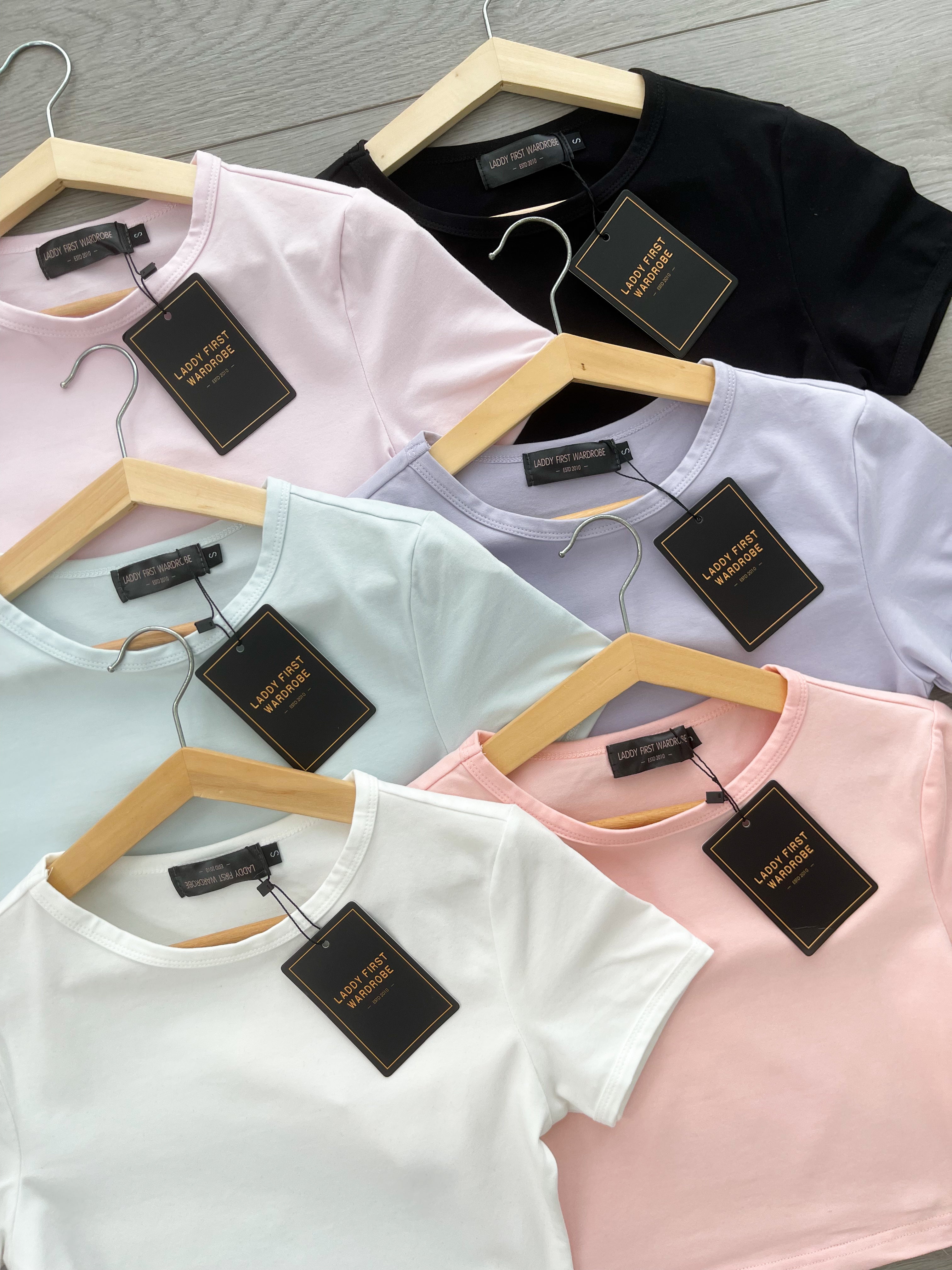 【T3543】独家爆款高品质百搭必备款纯棉弹力短版百搭短袖上衣 ❤❤