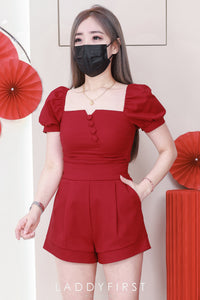 【SS3493】🧧 宠粉福利回馈 🧧【LFW独家小圆饼】高品质两件式简约时尚西装百搭套装 泡泡袖短版时装西装上衣➕西装高腰百搭短裤，有口袋 ❤️❤️