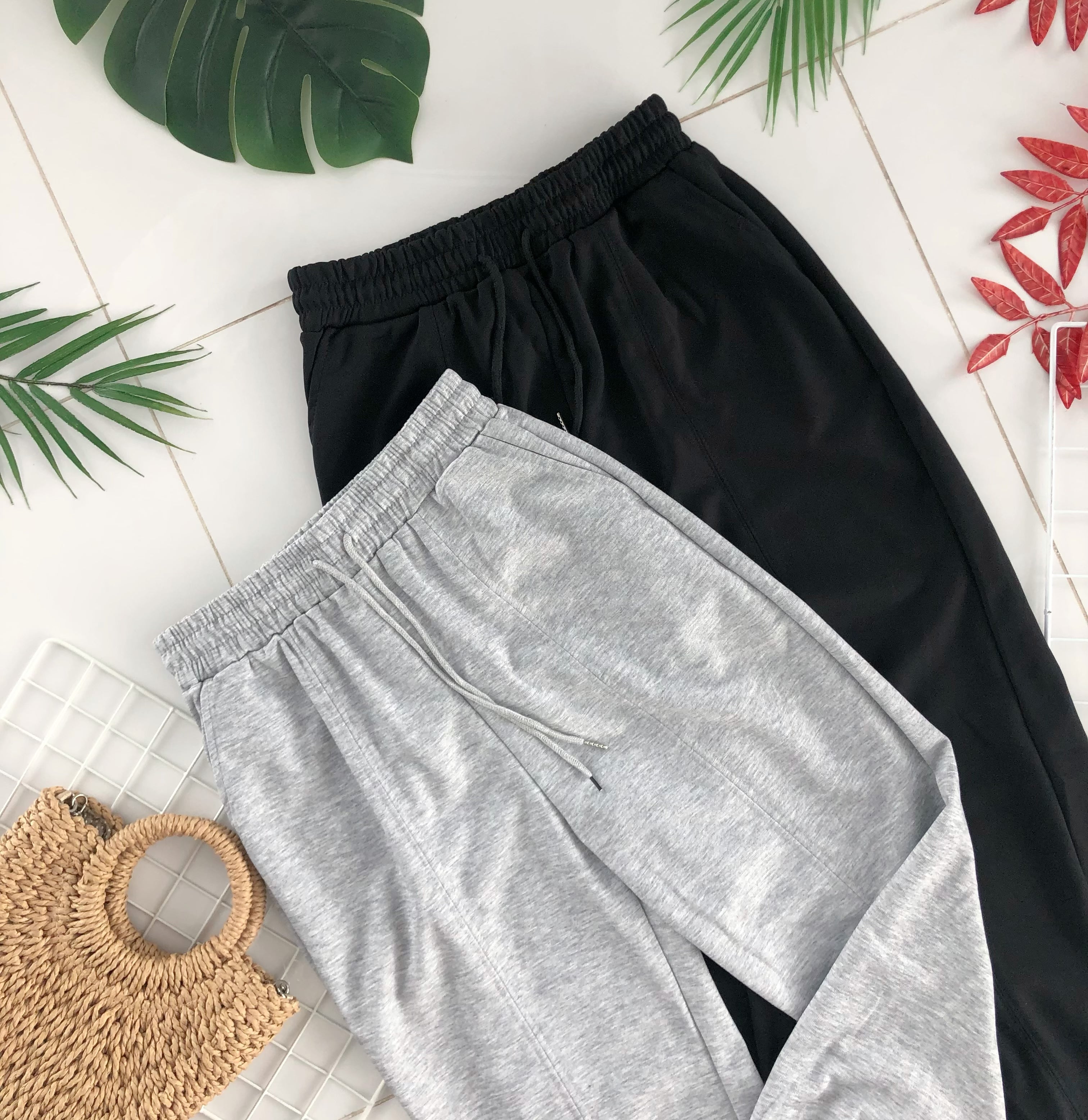 【L8817】高品质卫衣棉质松紧腰弹力休闲百搭运动长裤，有口袋 ❤❤ 【A-R1-C1】