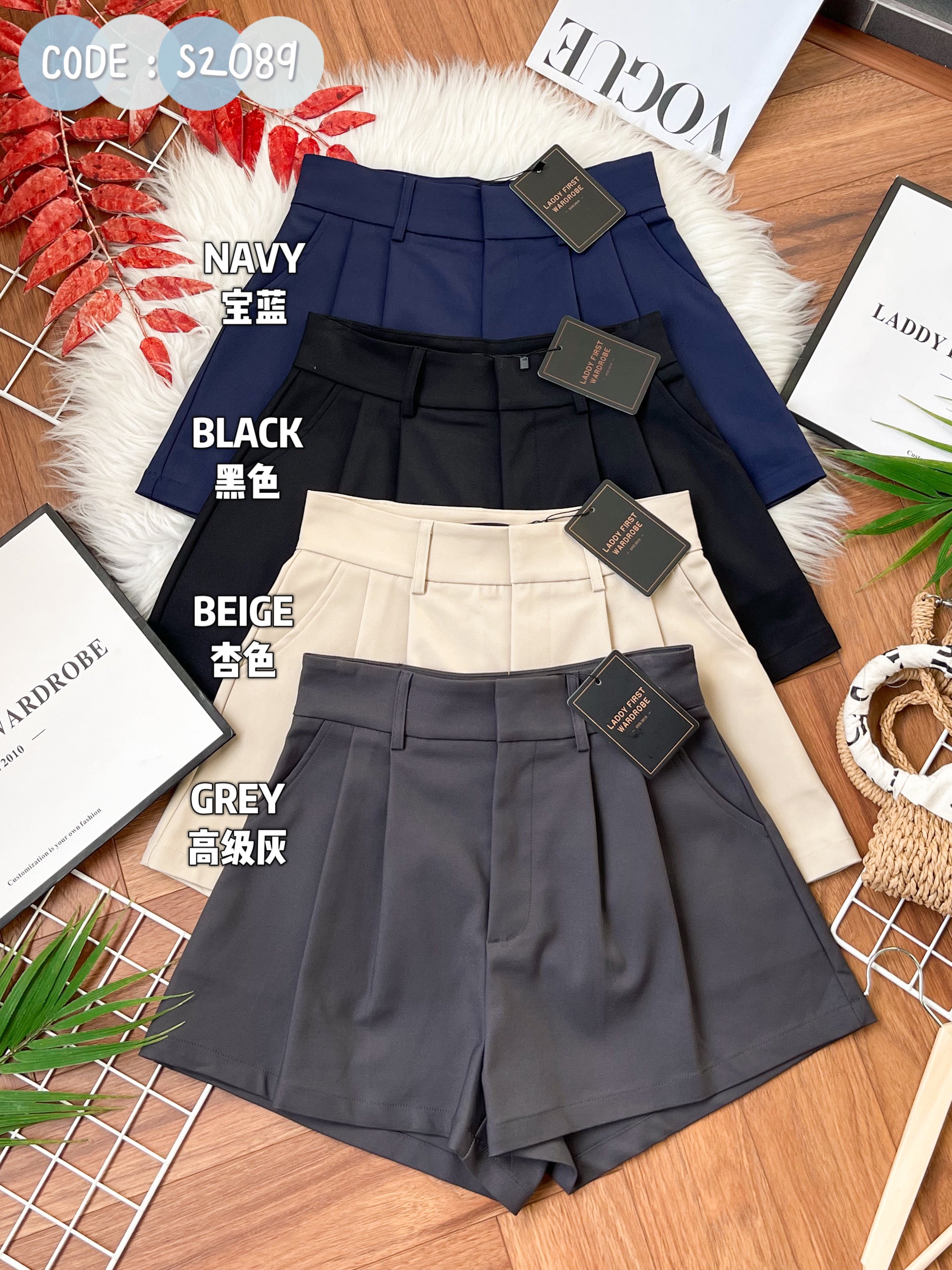 【S2089】独家爆款高品质简约百搭款西装高腰百搭短裤，有口袋 ❤️❤️