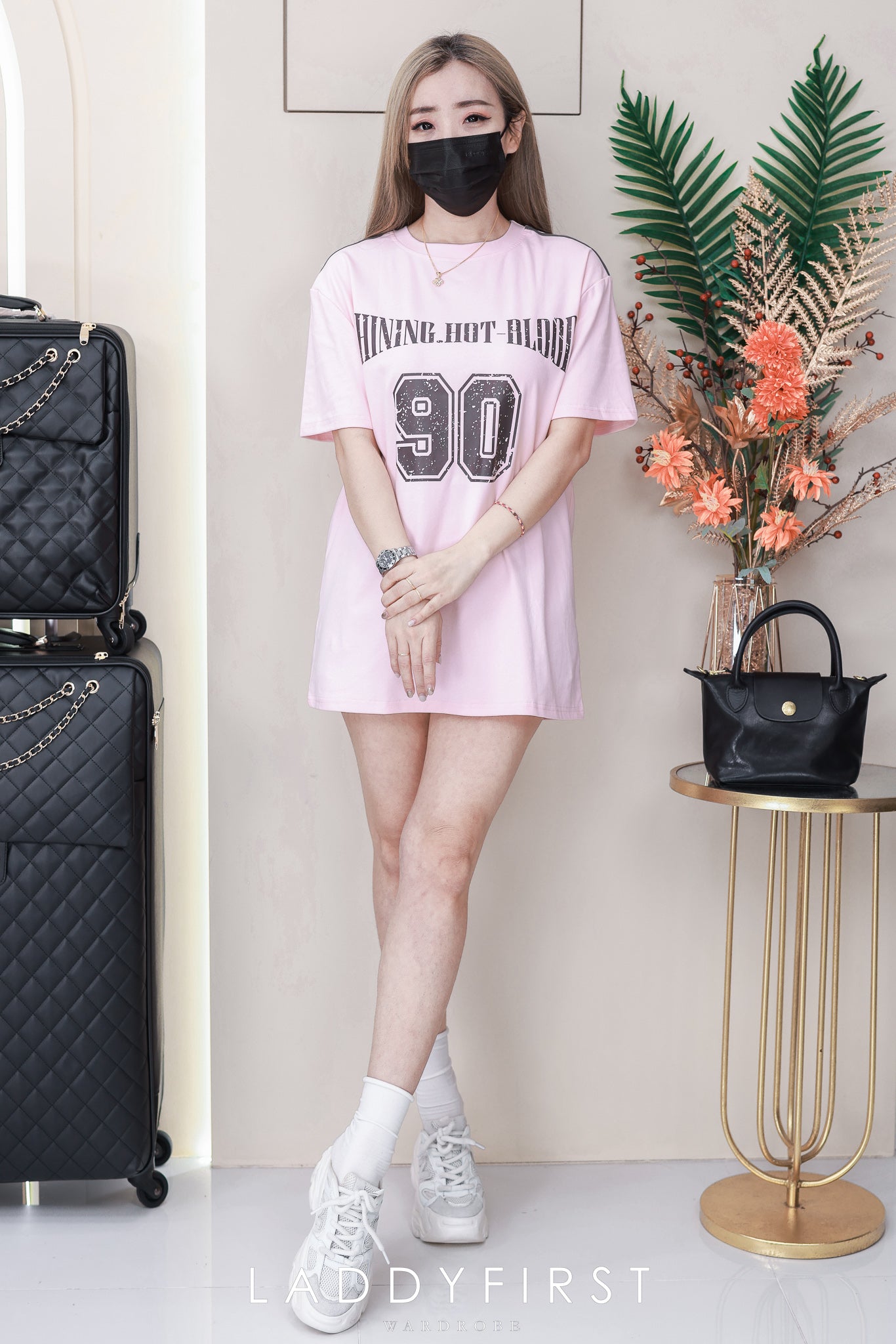 【T14262 / 9063 】高品质圆领90字母拉线设计OVERSIZED 上衣 ❤❤