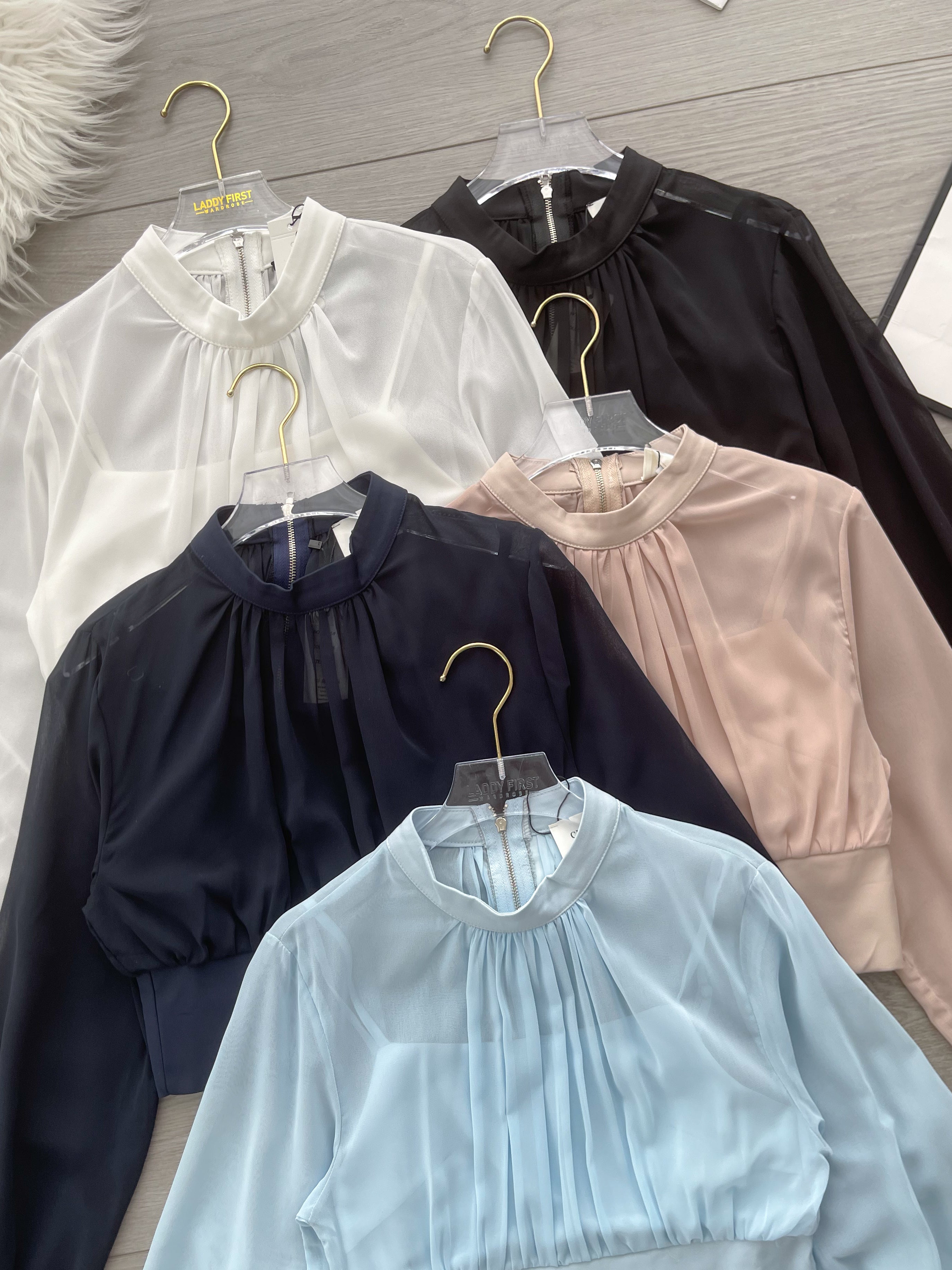 【T2365】高品质假两件式锦棉拼接雪纺长袖时装上衣 ❤️❤️