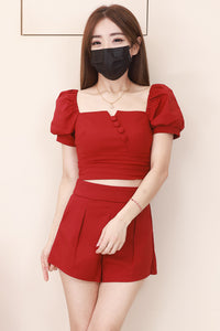 【SS3493】🧧 宠粉福利回馈 🧧【LFW独家小圆饼】高品质两件式简约时尚西装百搭套装 泡泡袖短版时装西装上衣➕西装高腰百搭短裤，有口袋 ❤️❤️
