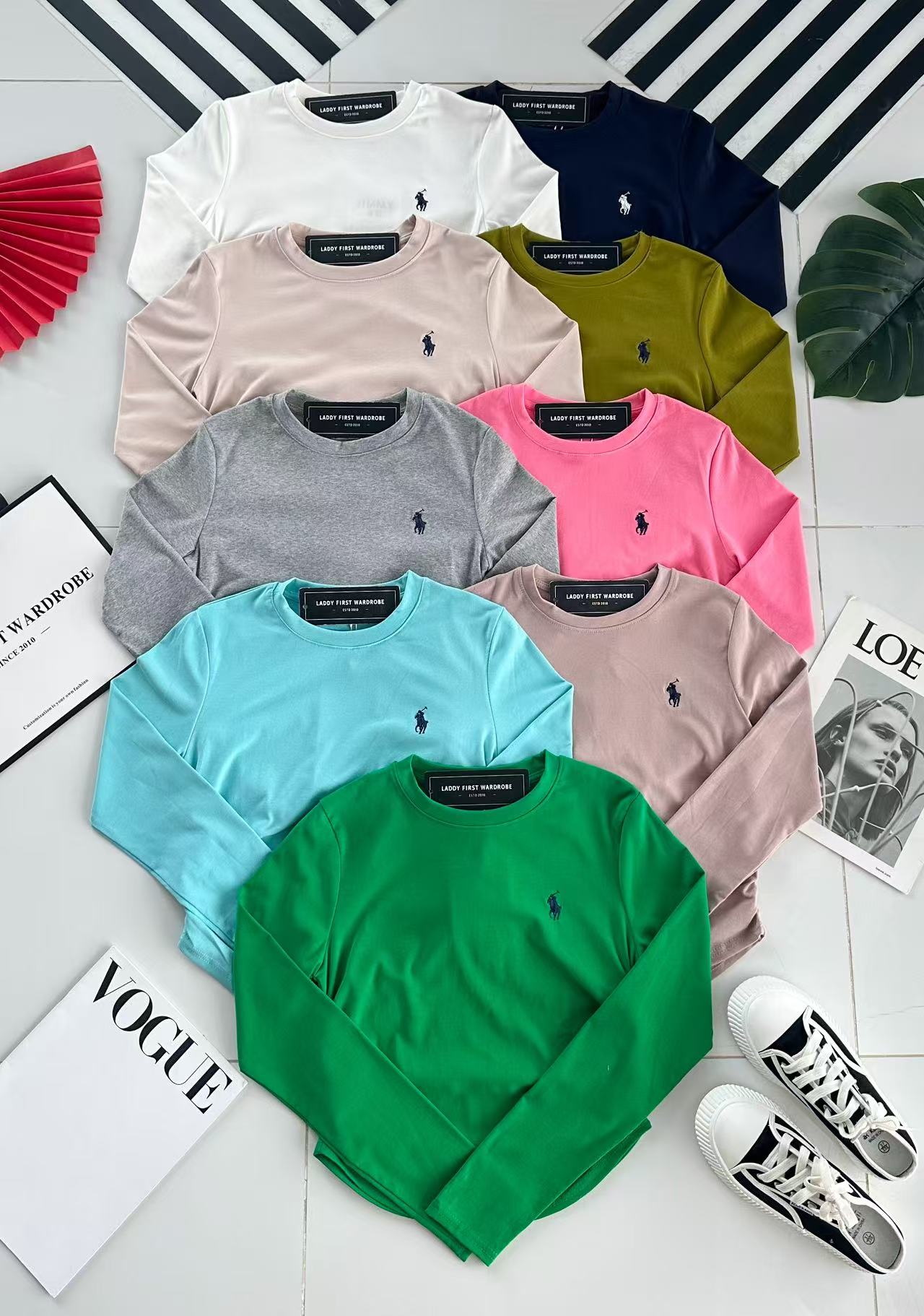 【T274251】高品质polo刺绣logo圆领长袖修身版型纯棉弹力休闲百搭上衣 ❤❤