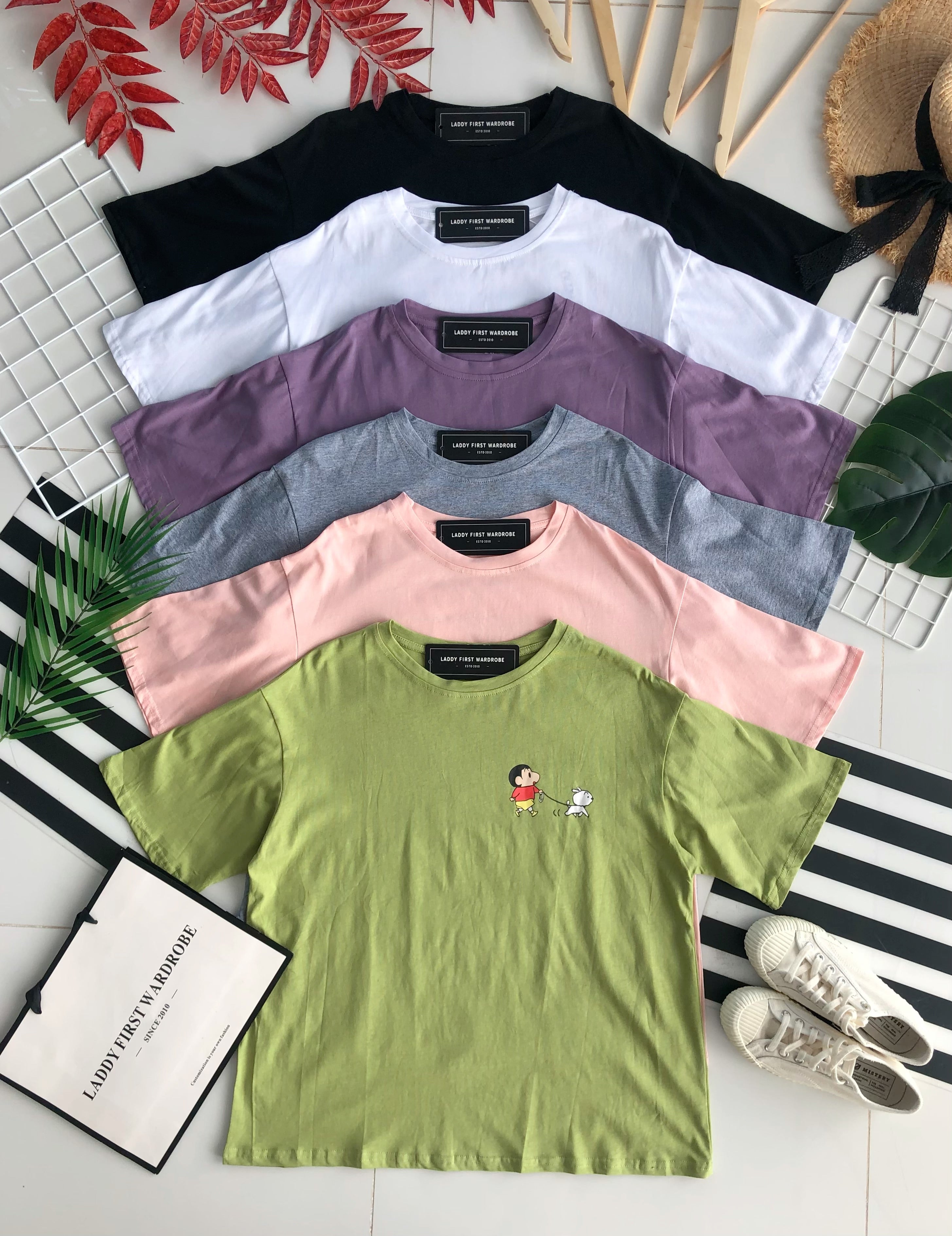 【O6614】高品质蜡笔小新圆领短袖宽松休闲 Oversized 上衣❤❤