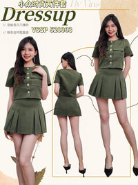 【SS520003】高品质两件式气质感西装时尚套装 短袖上衣➕百褶高腰百搭裙子 ❤️❤️【B-R1-C3】