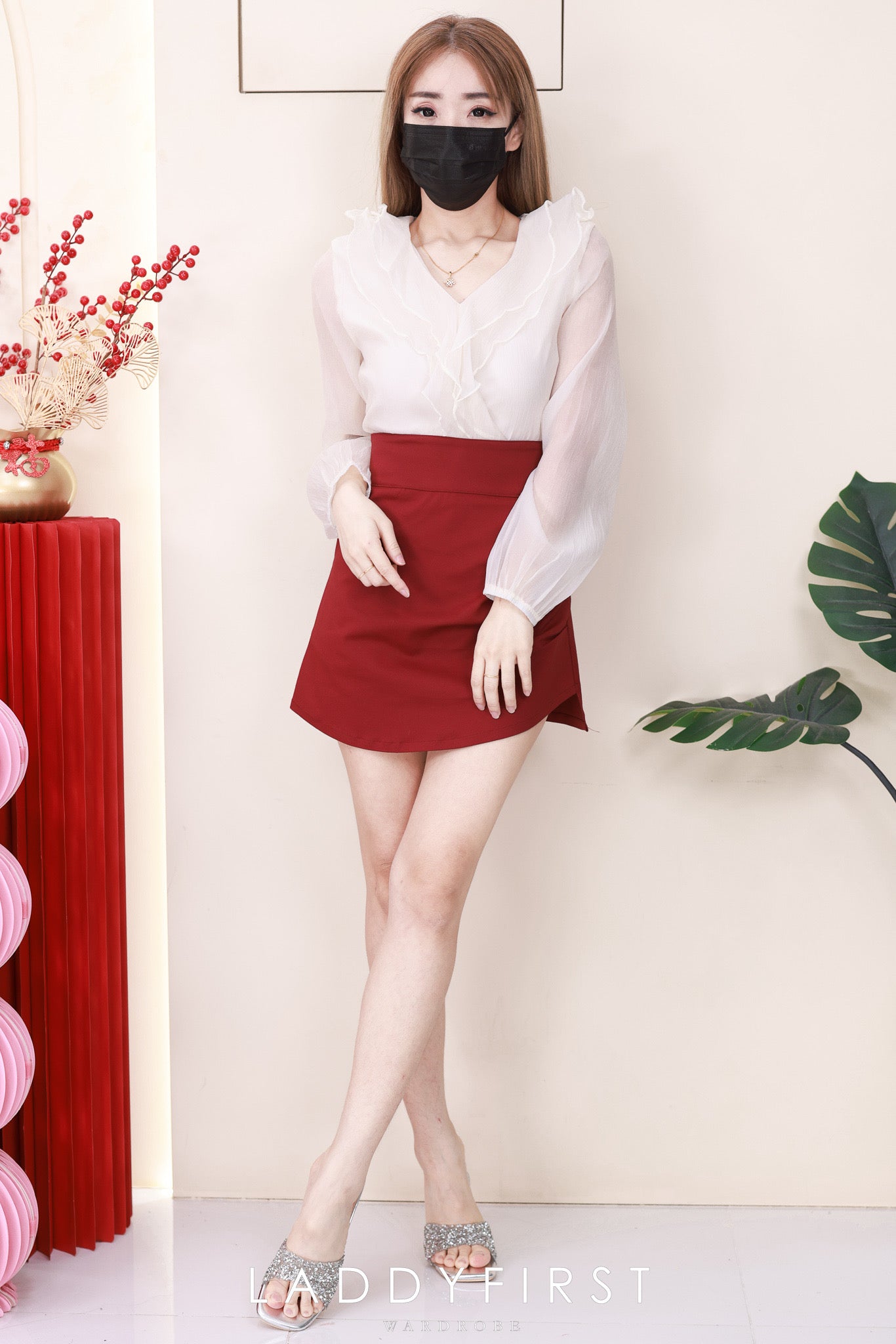 【T2740】高品质日系温柔风荷叶边雪纺长袖上衣 ❤❤