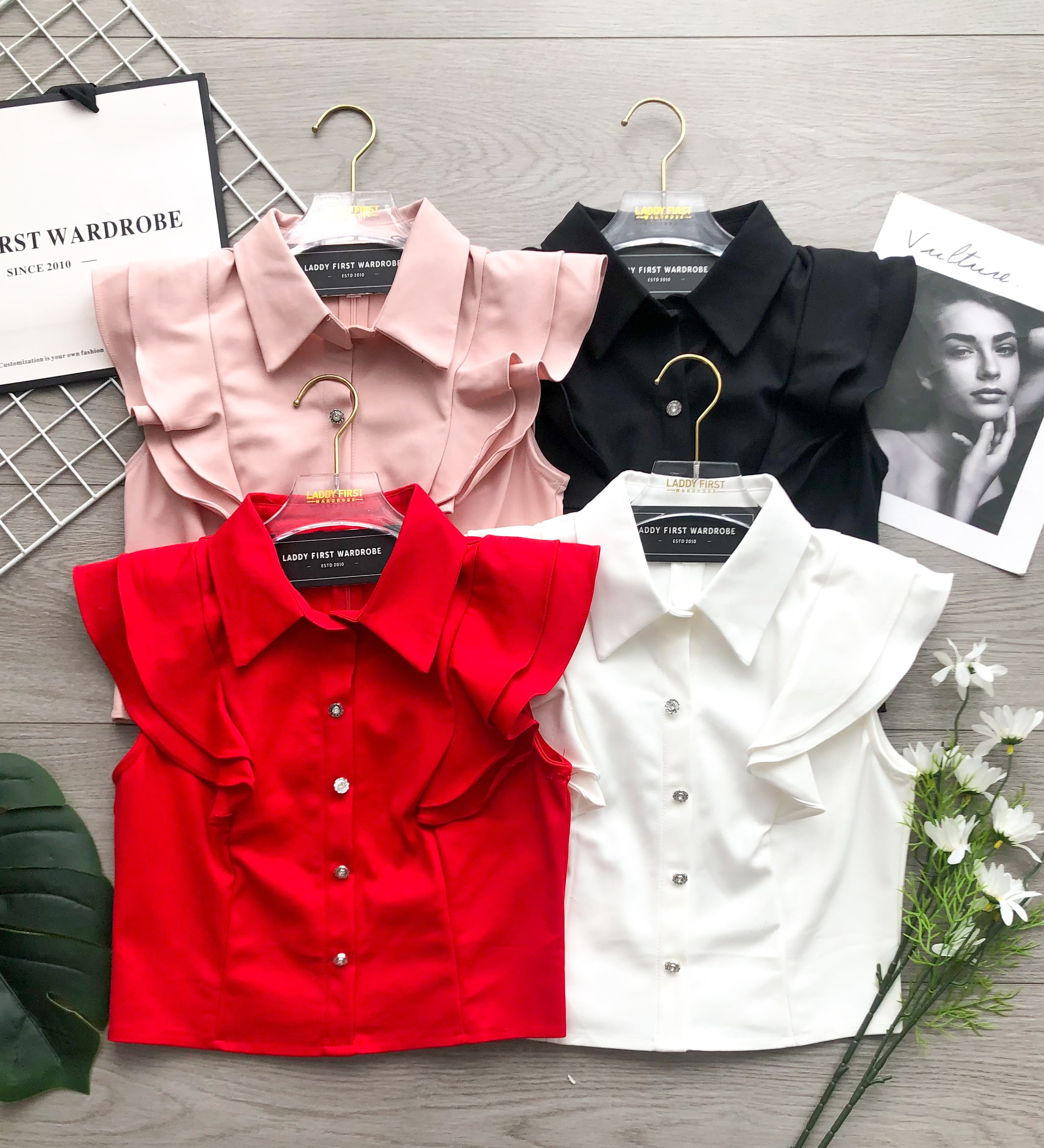 【T2174】高品质名媛荷叶小飞袖西装时装上衣 ❤❤