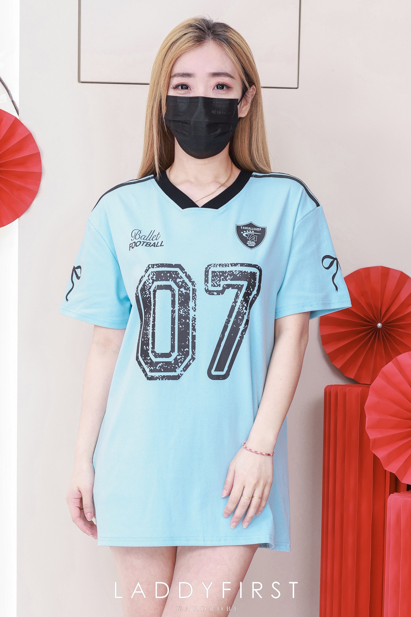 【T14038 / 8988】高品质拼色V领纯棉弹力宽松版球衣Oversized 百搭上衣 ❤️❤️