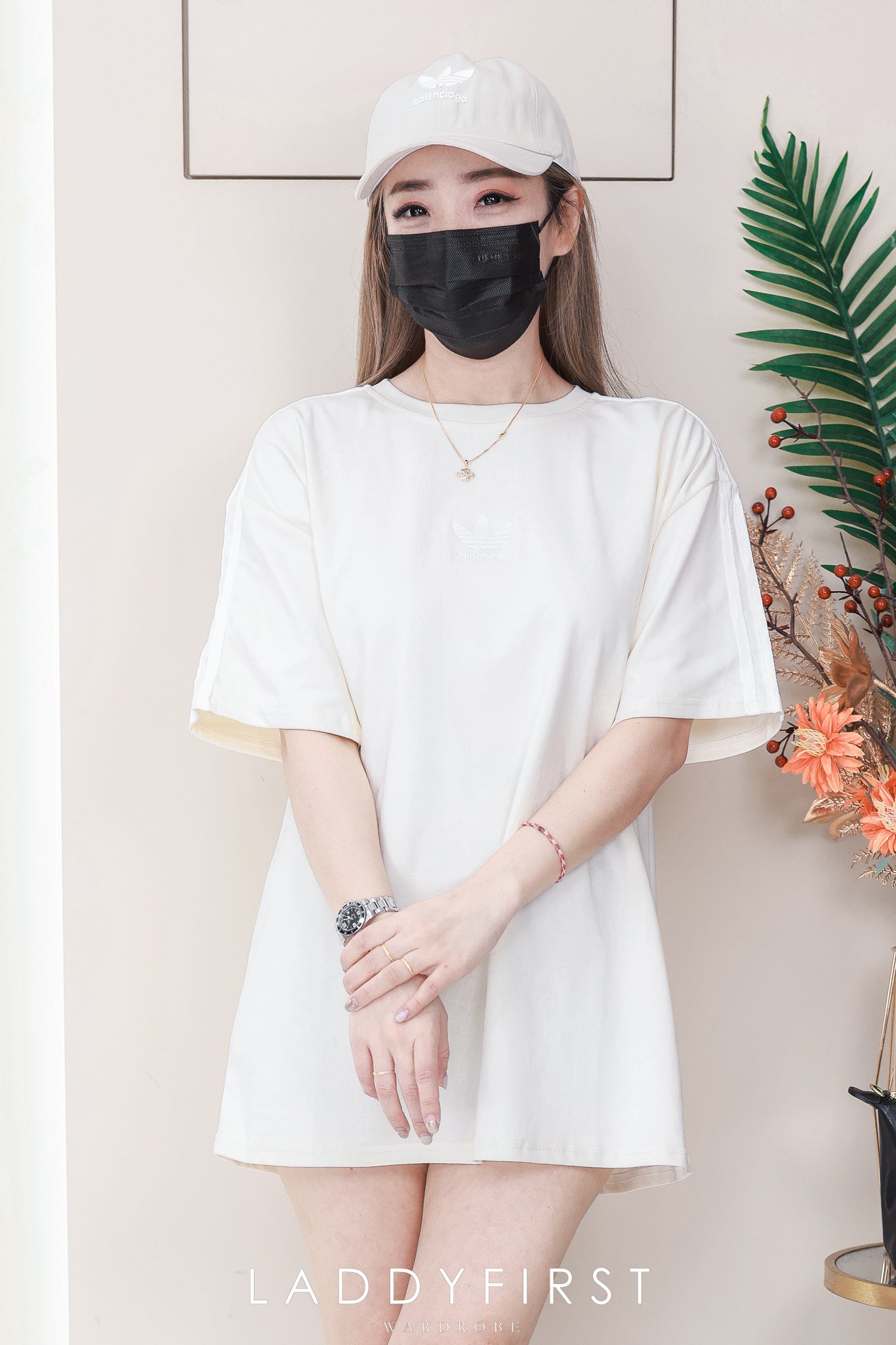 【O1166】高品质三件套男女同款圆领短袖三叶草刺绣Oversized 休闲上衣➕帽子➕袜子 ❤❤【A-RU-1】
