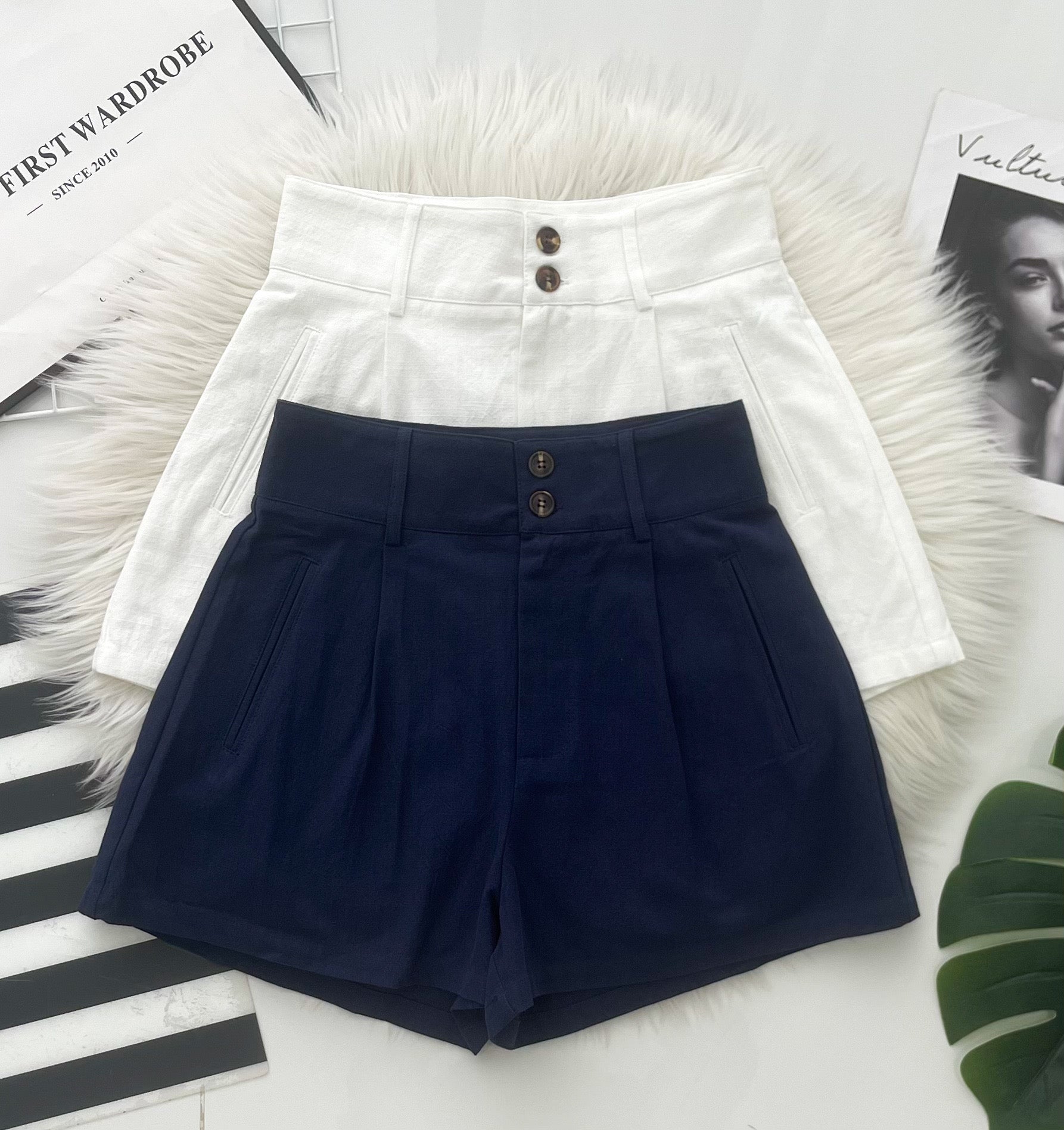 【S2784】高品质版型高腰显瘦棉麻时尚日常百搭短裤，有口袋 ❤️❤️