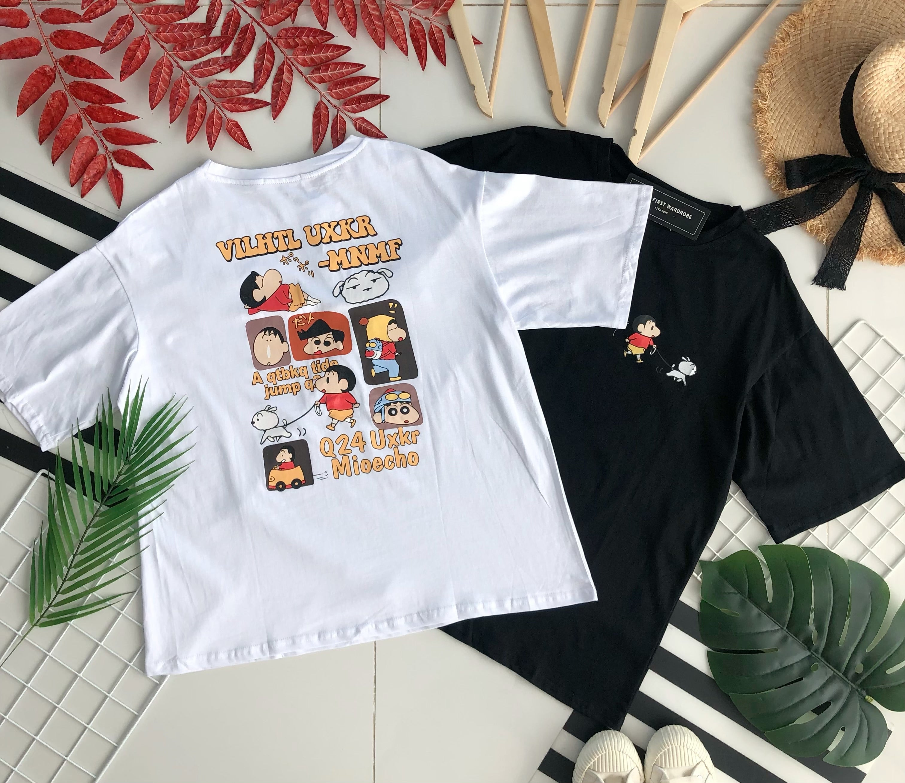 【O6614】高品质蜡笔小新圆领短袖宽松休闲 Oversized 上衣❤❤