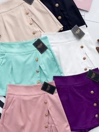 【S76881】独家爆款假两件西装高腰百搭休闲A字小开叉设计裤裙，前裙后裤，有口袋【C-R2-C1】