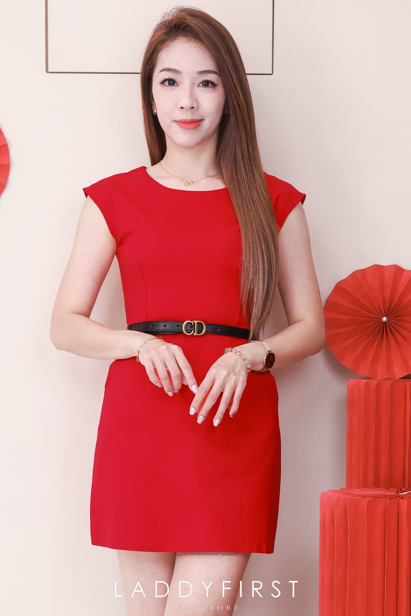 【D5889】高品质气质建议款圆领出袖西装连身裙子，有口袋 ❤❤【B-R1-C3】