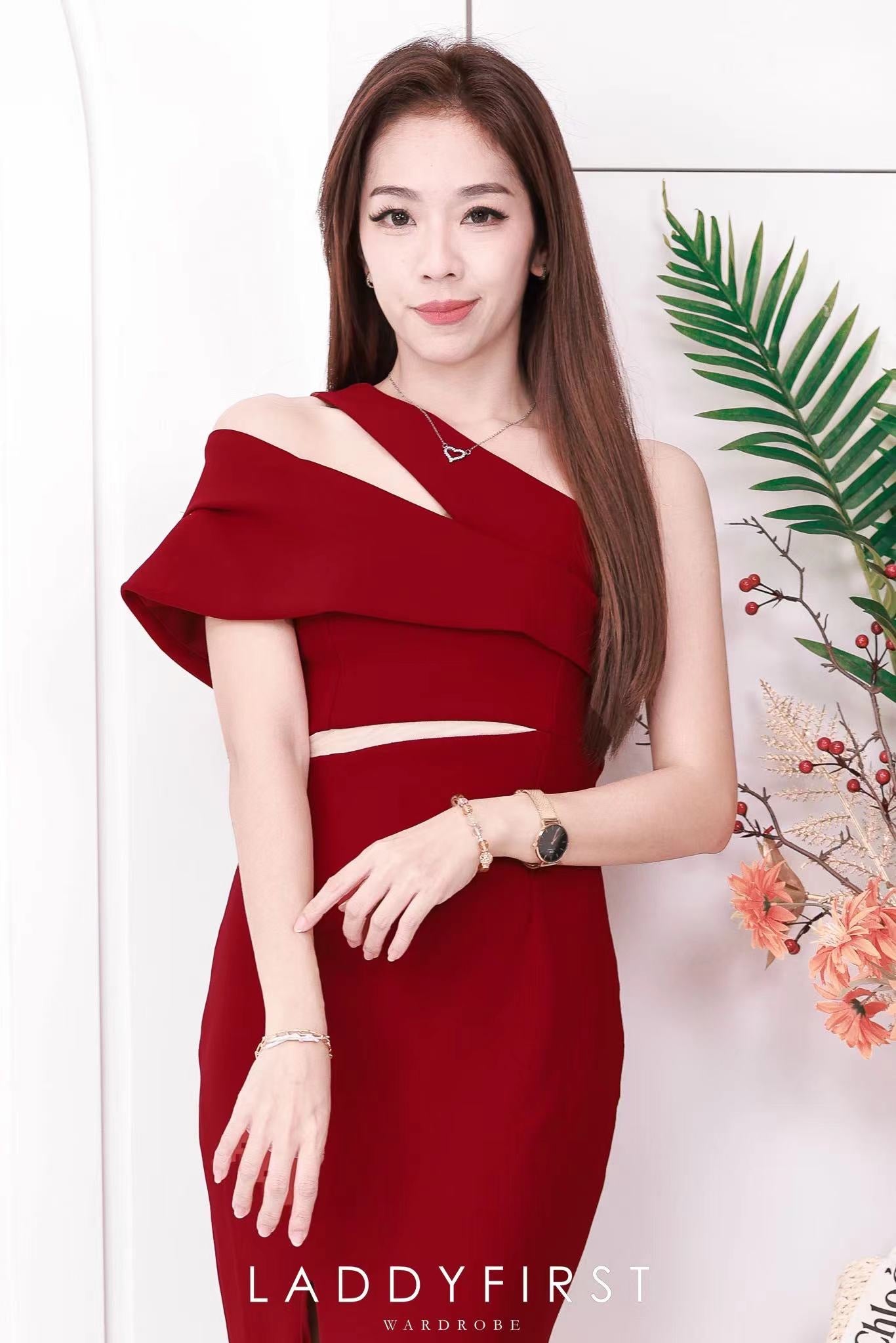 【D52257】高品质气质高端四面弹力无袖单肩晚宴连身裙子 ❤️❤️