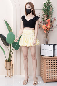 【S3362】【网站福利款✨】独家爆款收腰显瘦皱褶雪纺灯笼高腰短裤 ❤️❤️【A-R3-C2】