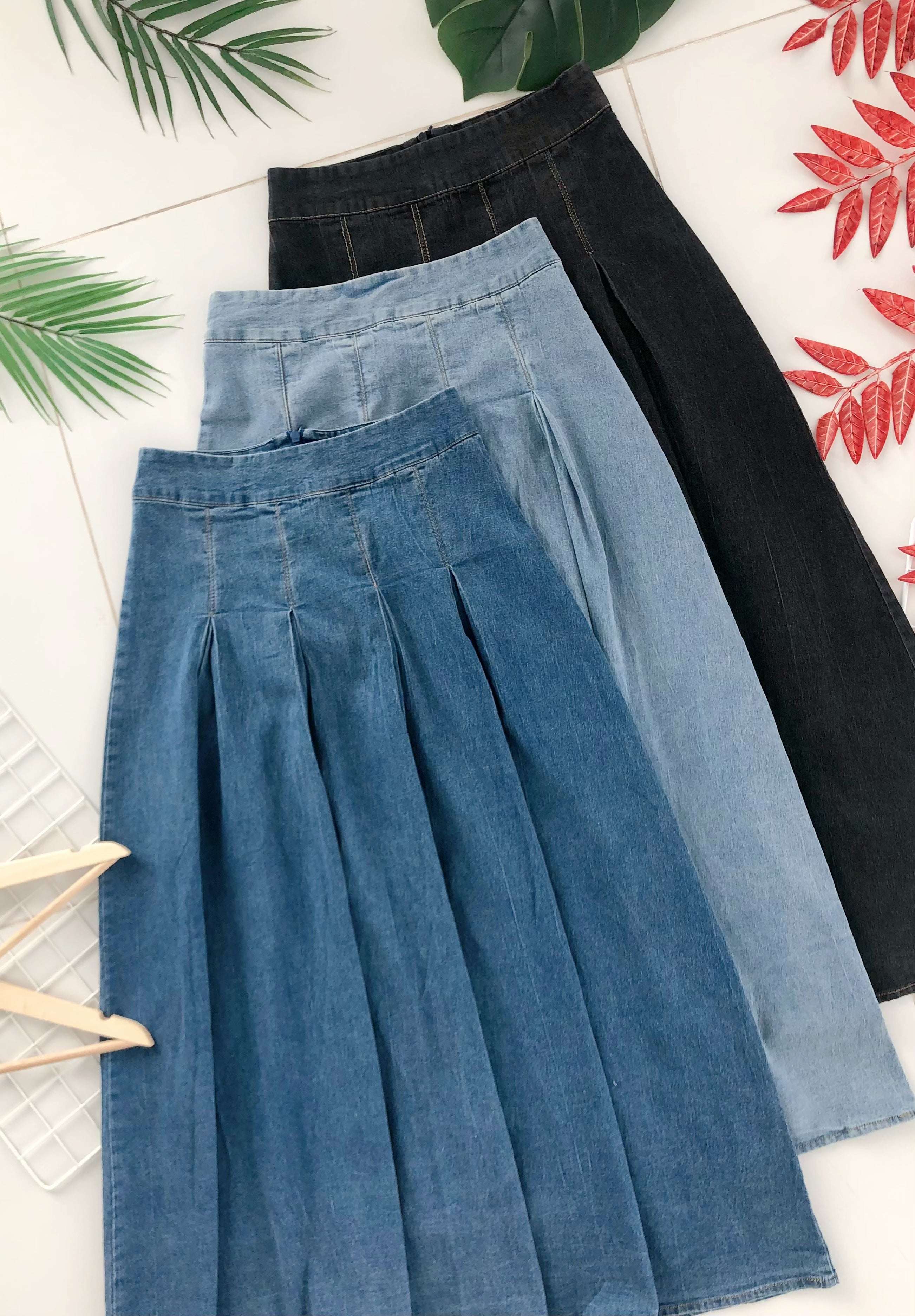 【L121388】韩版气质牛仔大摆裙高腰百搭长裙 ❤️❤️