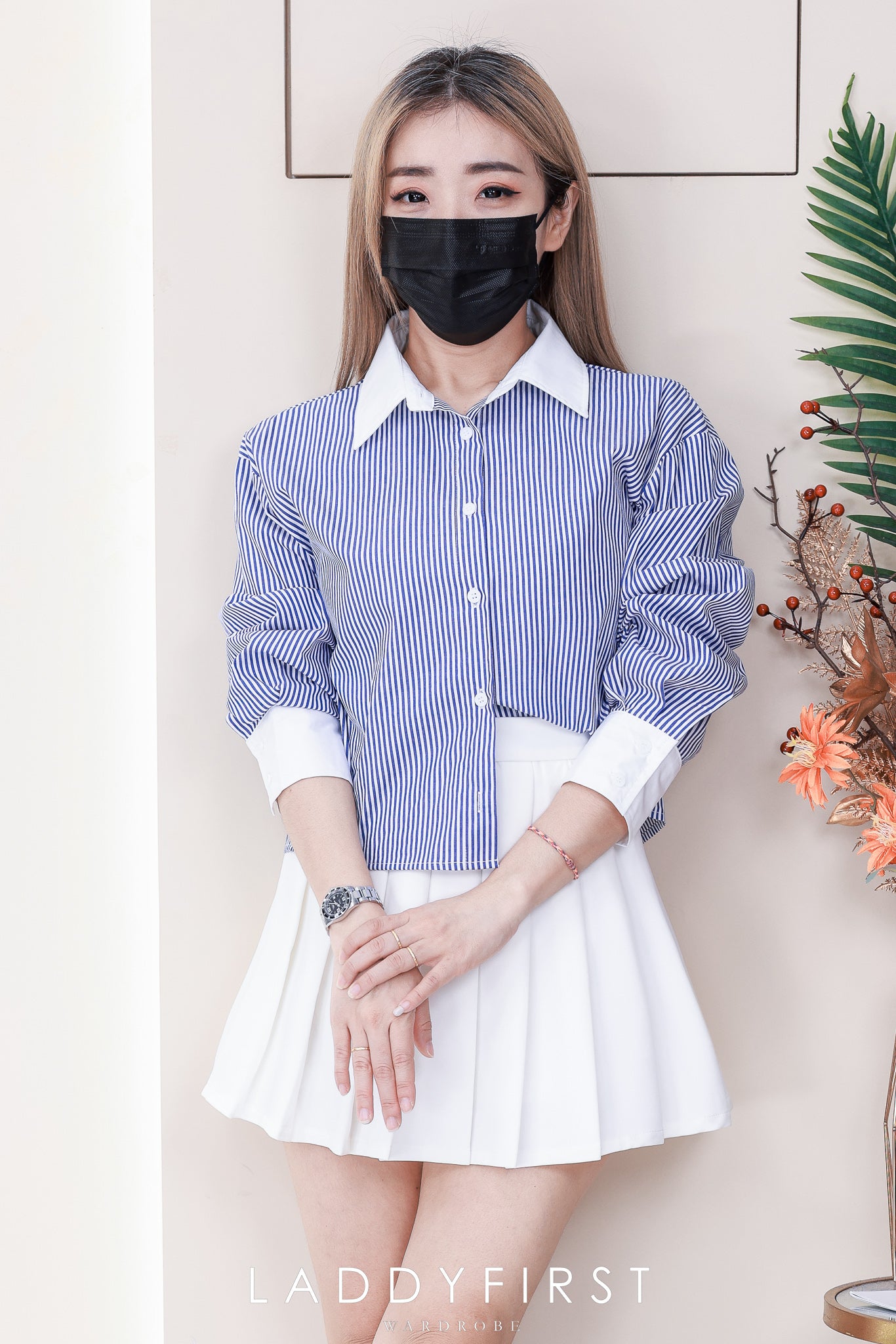 【T98511】高品质条纹撞色长袖衬衫百搭上衣 ❤❤