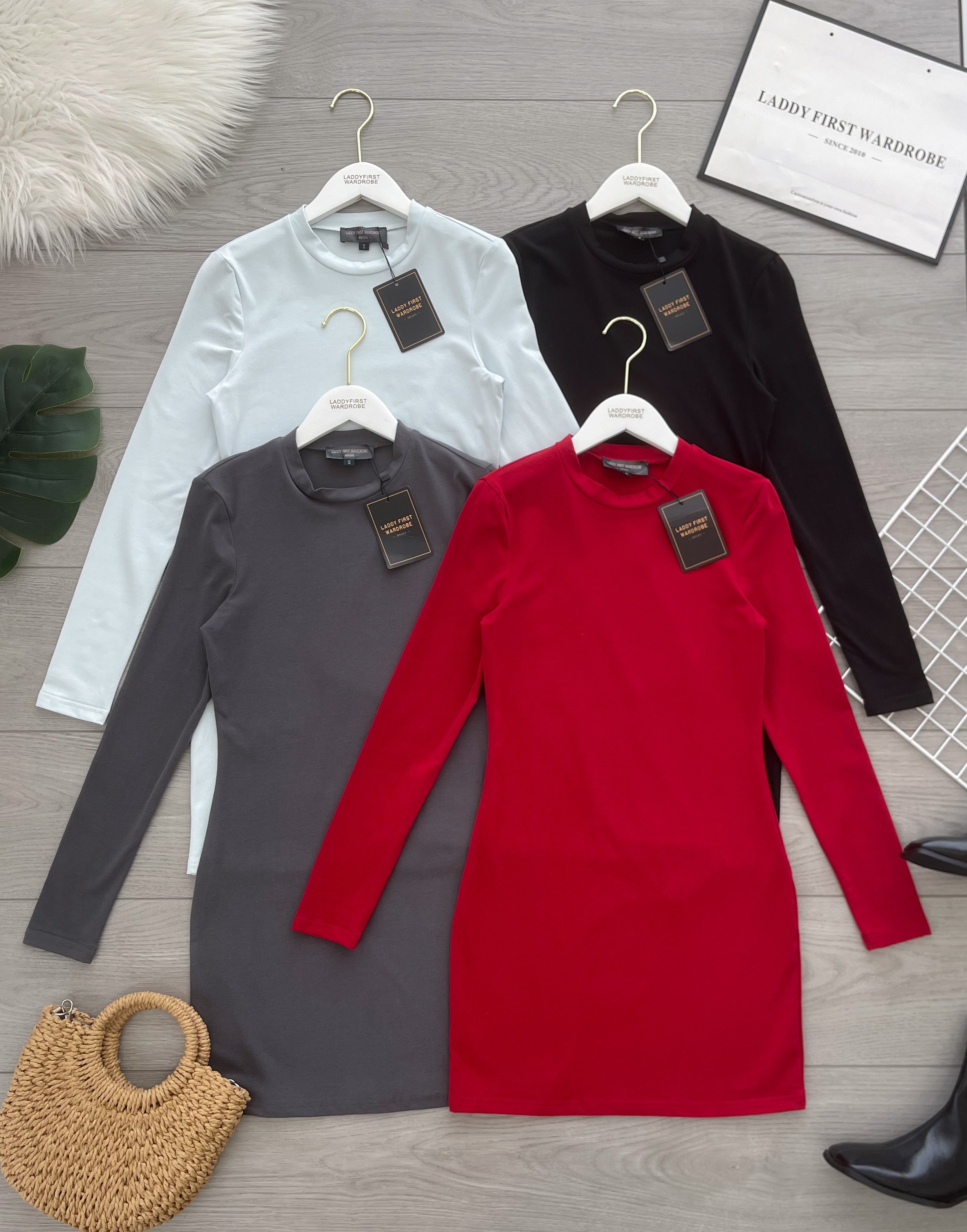 【D3541】独家爆款高品质强推修腰显瘦纯棉弹力慵懒时尚百搭长袖连身裙子 ❤️❤️