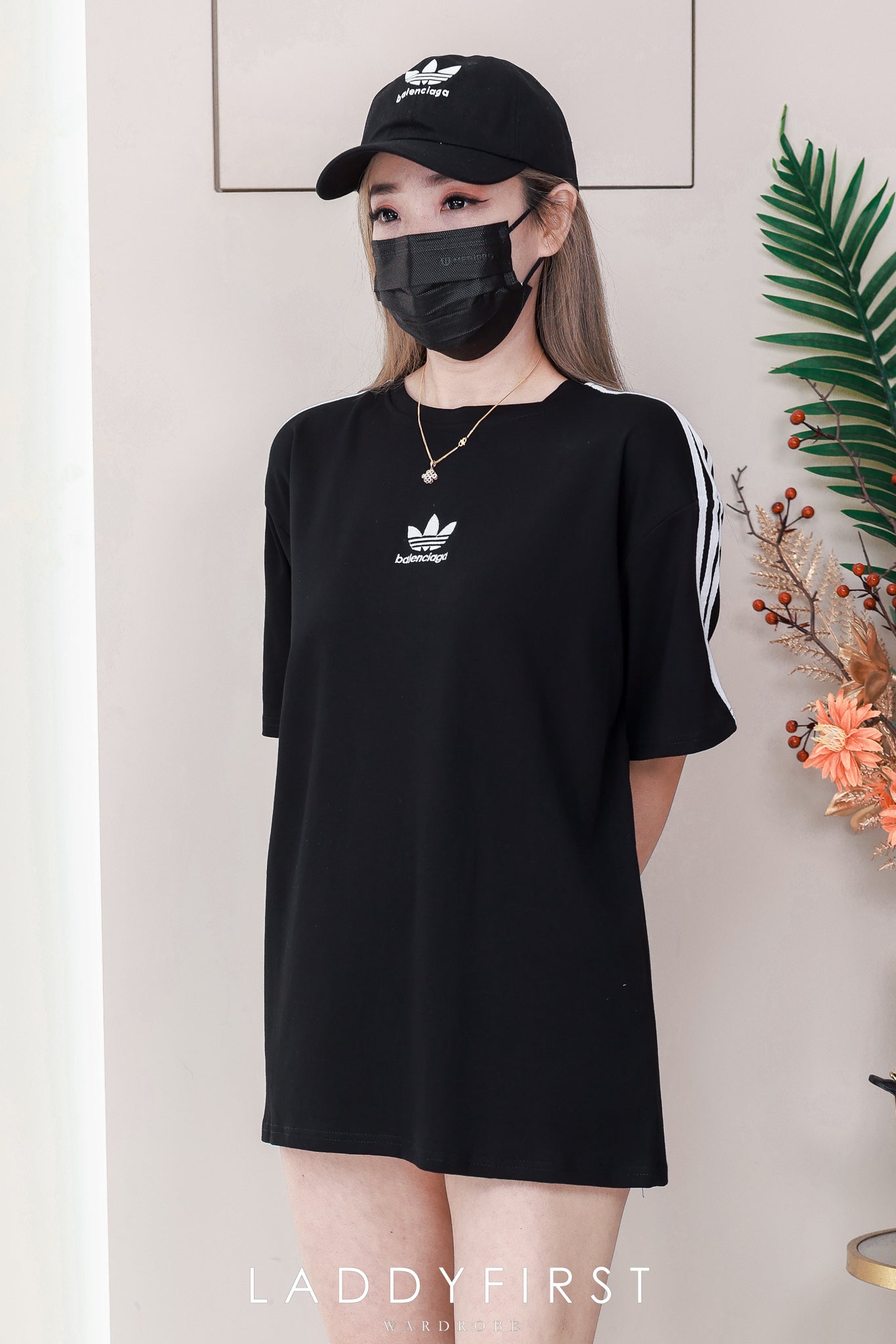 【O1166】高品质三件套男女同款圆领短袖三叶草刺绣Oversized 休闲上衣➕帽子➕袜子 ❤❤【A-RU-1】