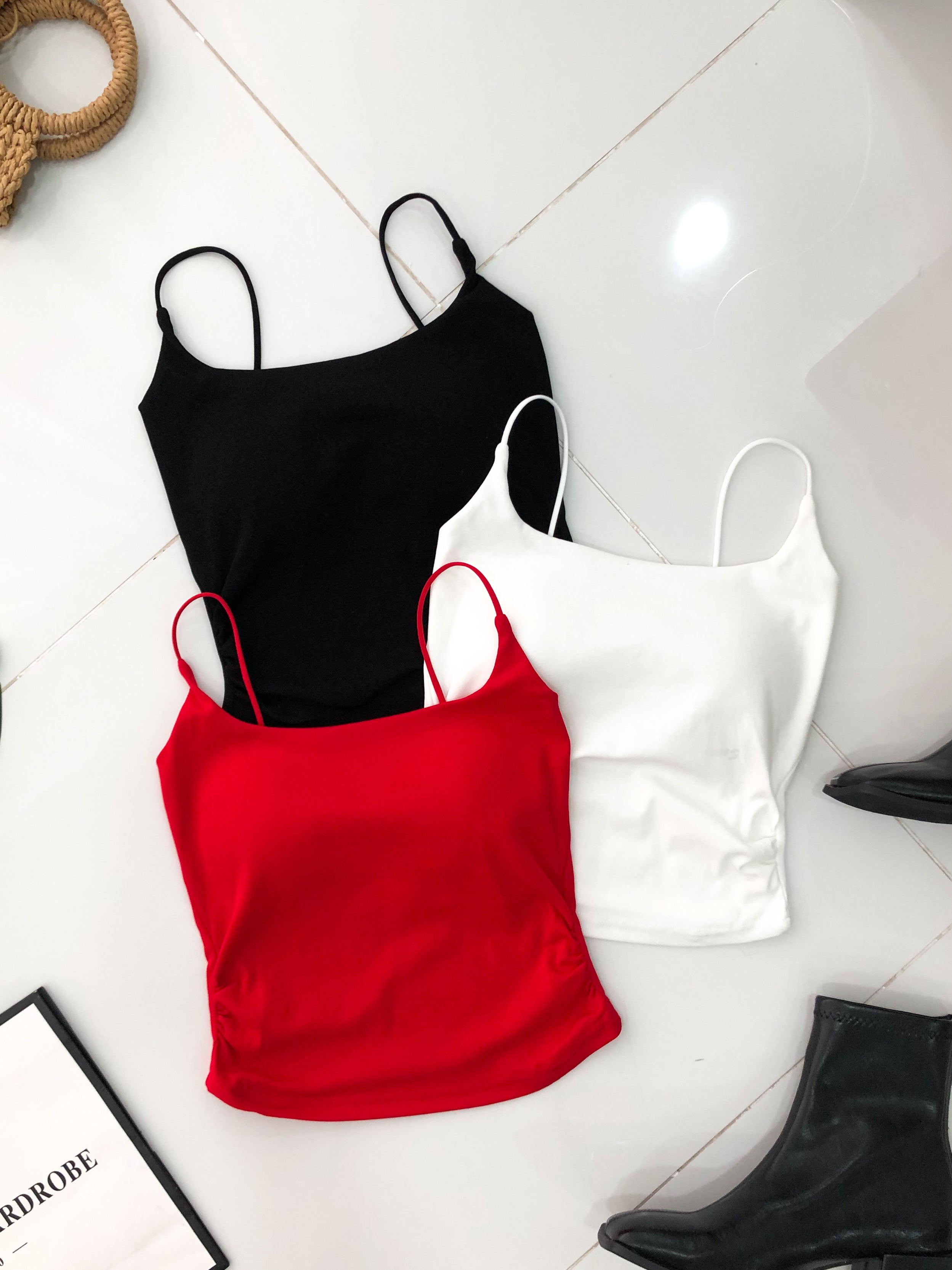 【T80658】高品质纯棉弹力带胸垫无线肩带上衣/内搭 ❤️❤️