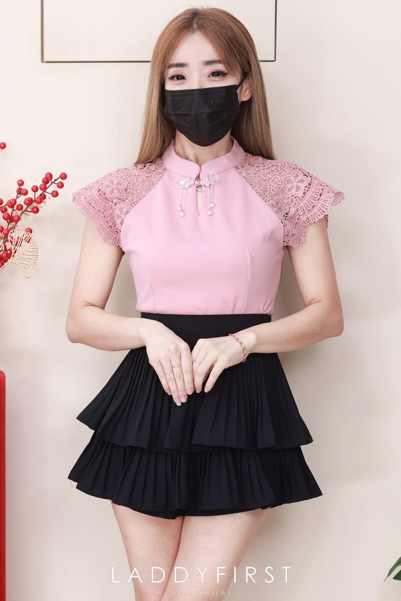 【T6936】高品质罗马拼接水溶蕾丝袖子旗袍上衣 ❤❤