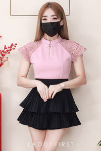 【S68135】【LFW独家小圆饼】【直播间搭配】双层蛋糕百褶荷叶边高腰显瘦西装裙子，内层防走光短裤 ❤️❤️ 【C-R3-C5】